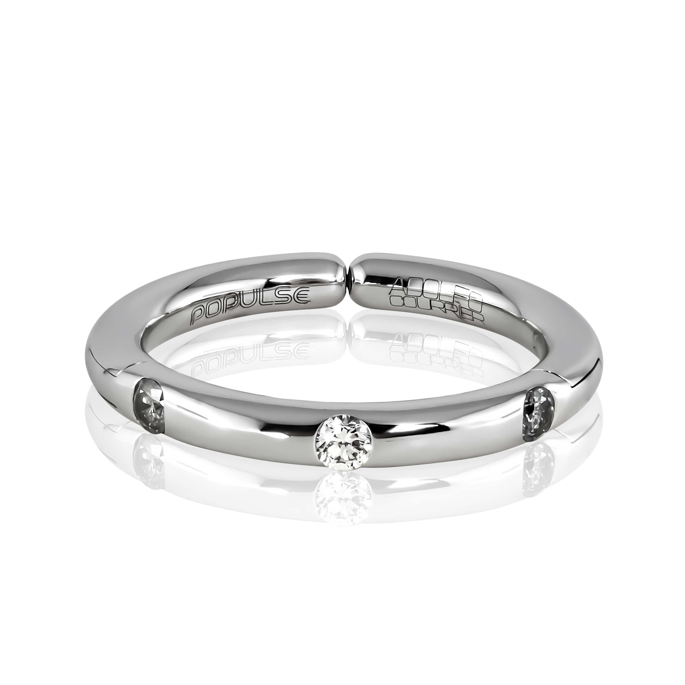 Adolfo Courrier POPULSE Ring STEEL mit grauen und weißen Diamanten