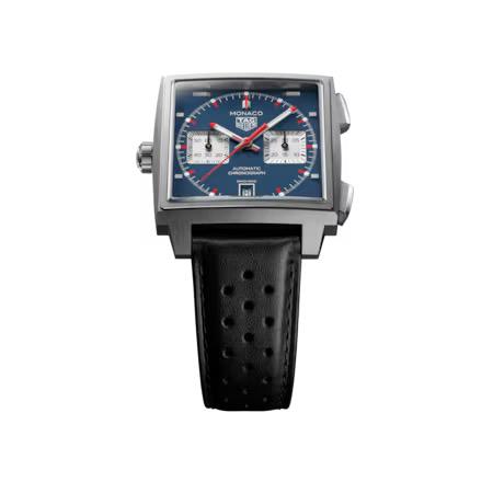 TAG Heuer Monaco Chronograph St LB schwarz, ZB blau, Krone links