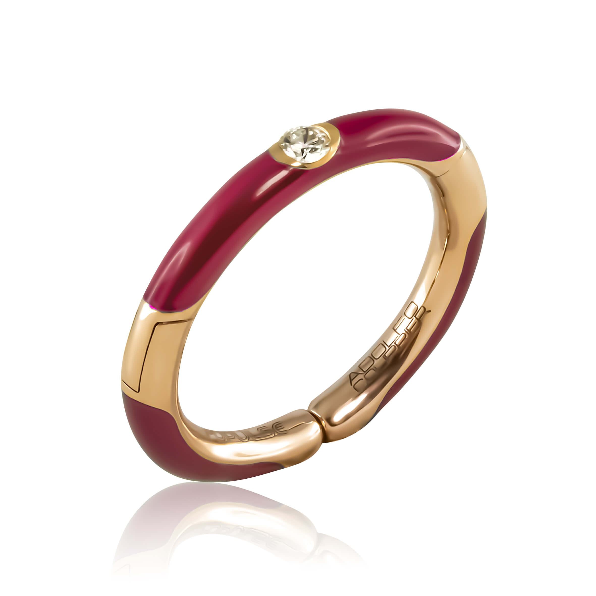Adolfo Courrier POPULSE Ring BORDEAUX mit Diamant und Email
