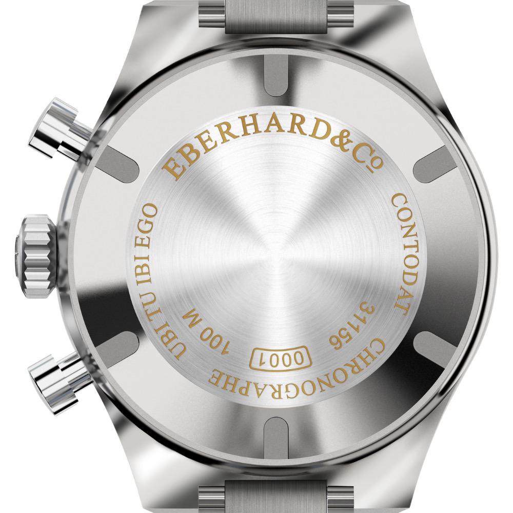 Eberhard Contodat Stahl Uhr mit dunkelblauem Zifferblatt
