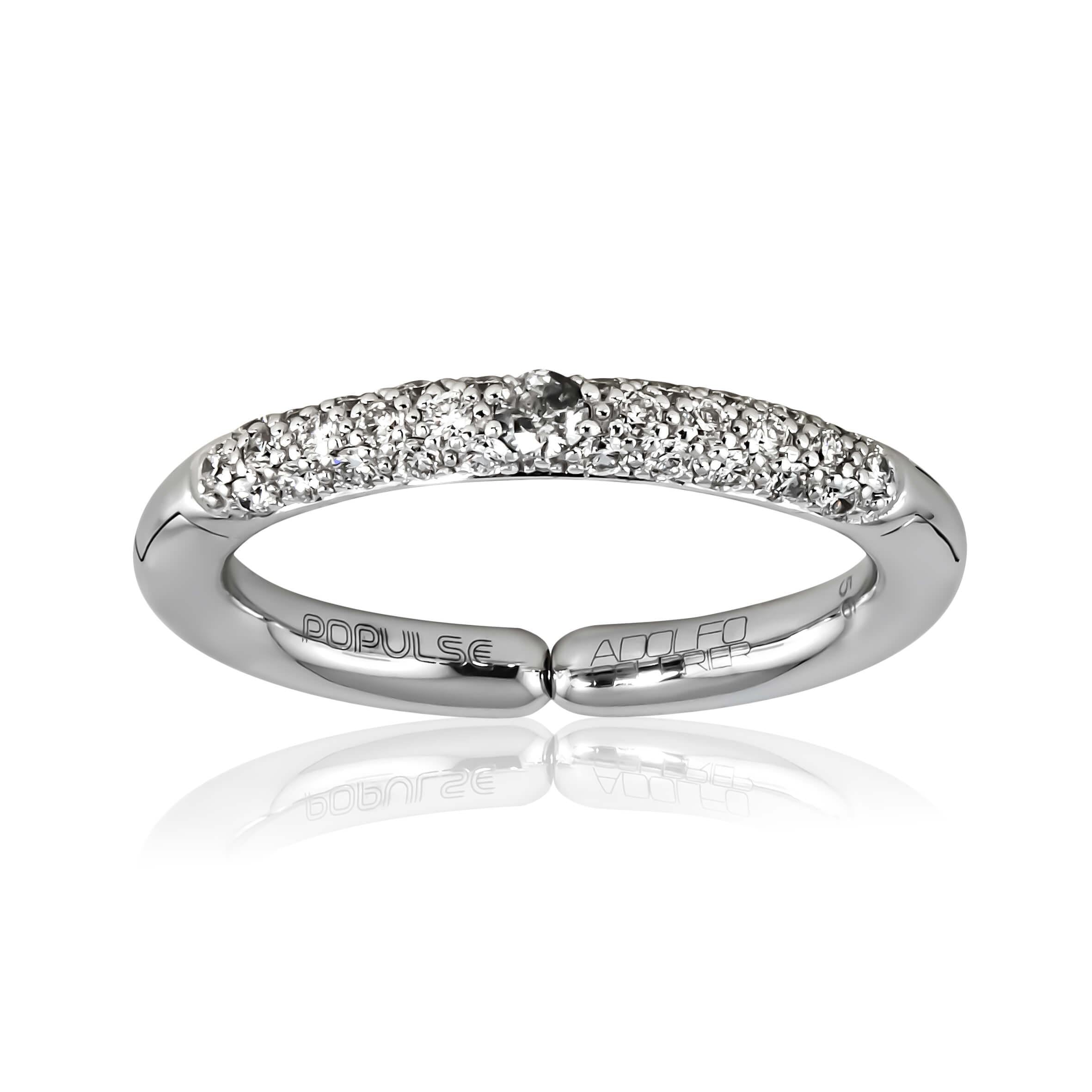 Adolfo Courrier POPULSE Ring STEEL mit Diamanten und grauem Diamant