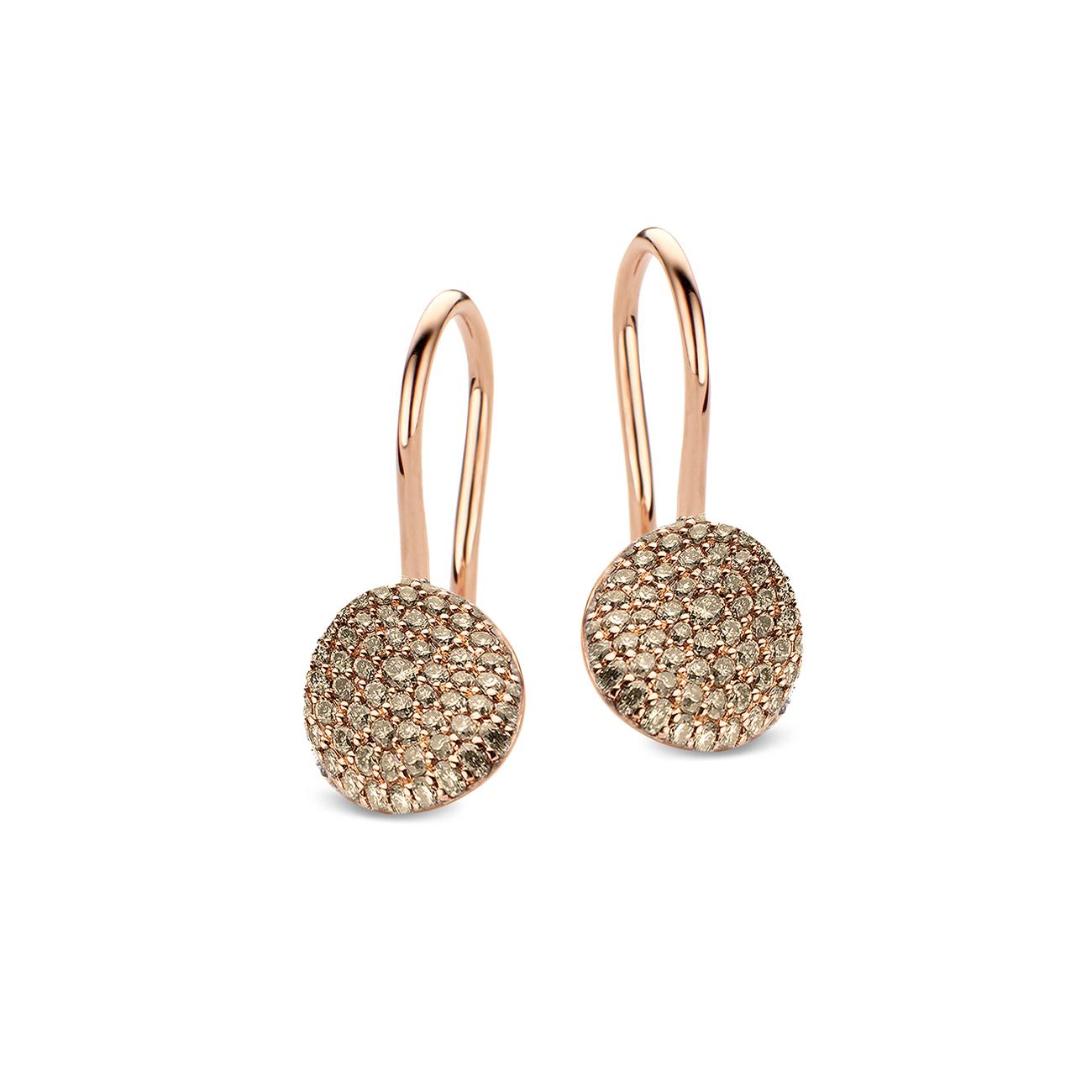 Bigli earrings Mini Waves, brown diamonds, 23O78RBRDIA/CL