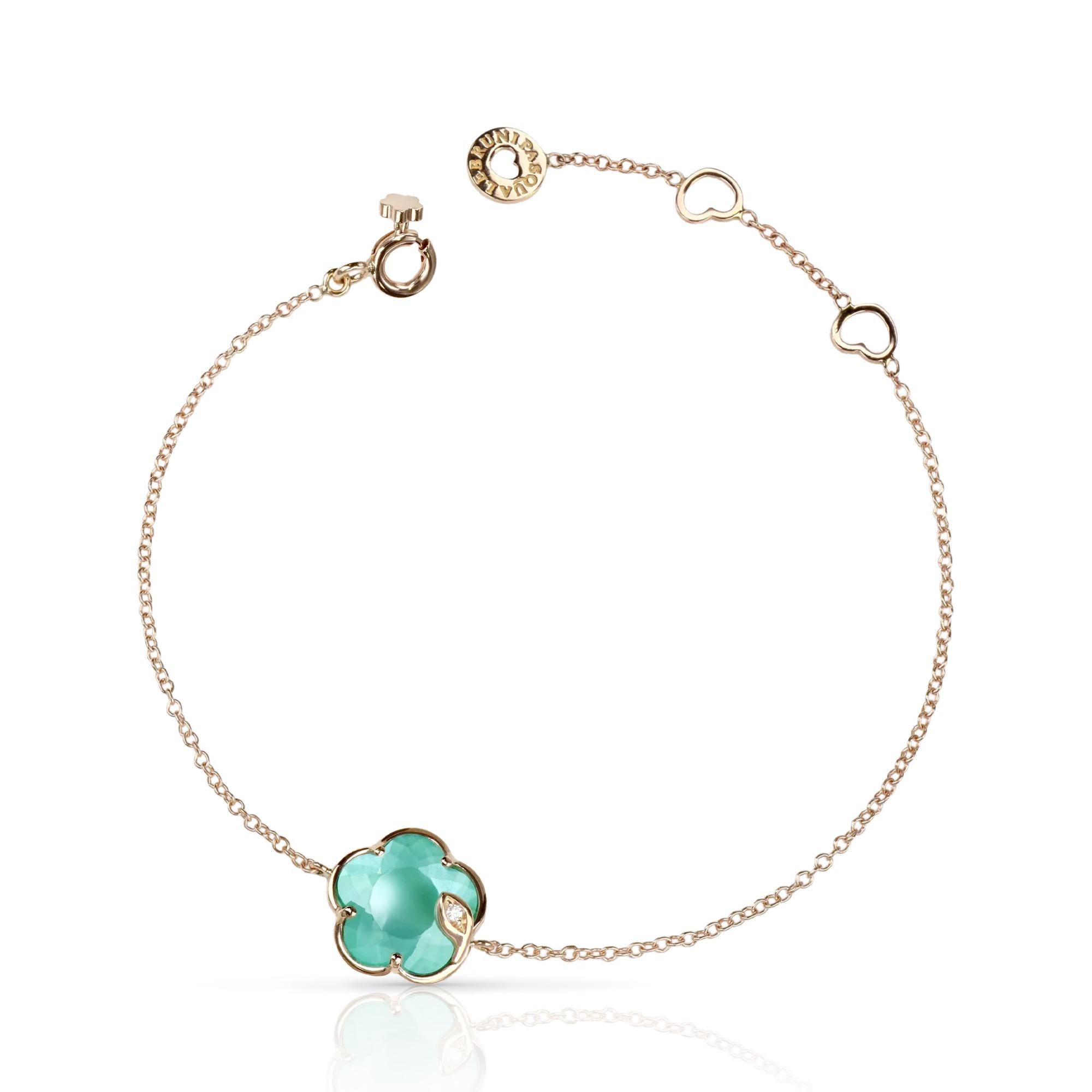 Pasquale Bruni Ton Joli Armband 16786R aus 750 Roségold mit grünem Achat, Mondstein und Diamant