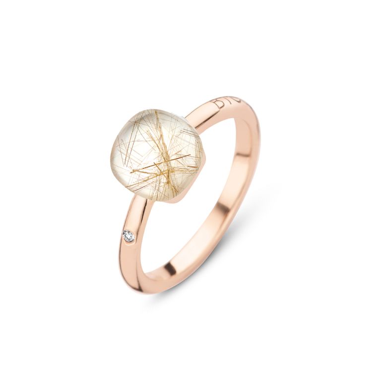Bigli Mini Sweety Ring klein aus Roségold mit Quarz Rutile Moonshine – Ref. 20R87RRUTMPBI