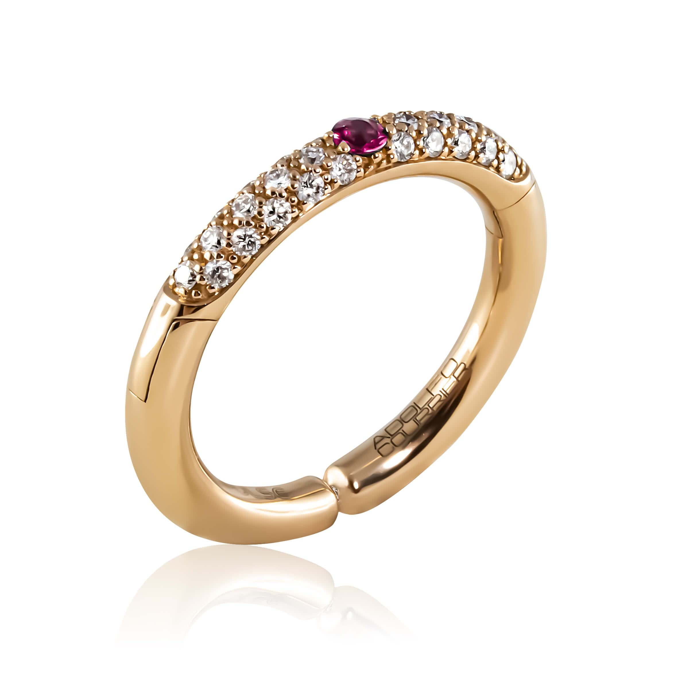 Adolfo Courrier POPULSE Ring BORDEAUX mit Diamant & Rubin