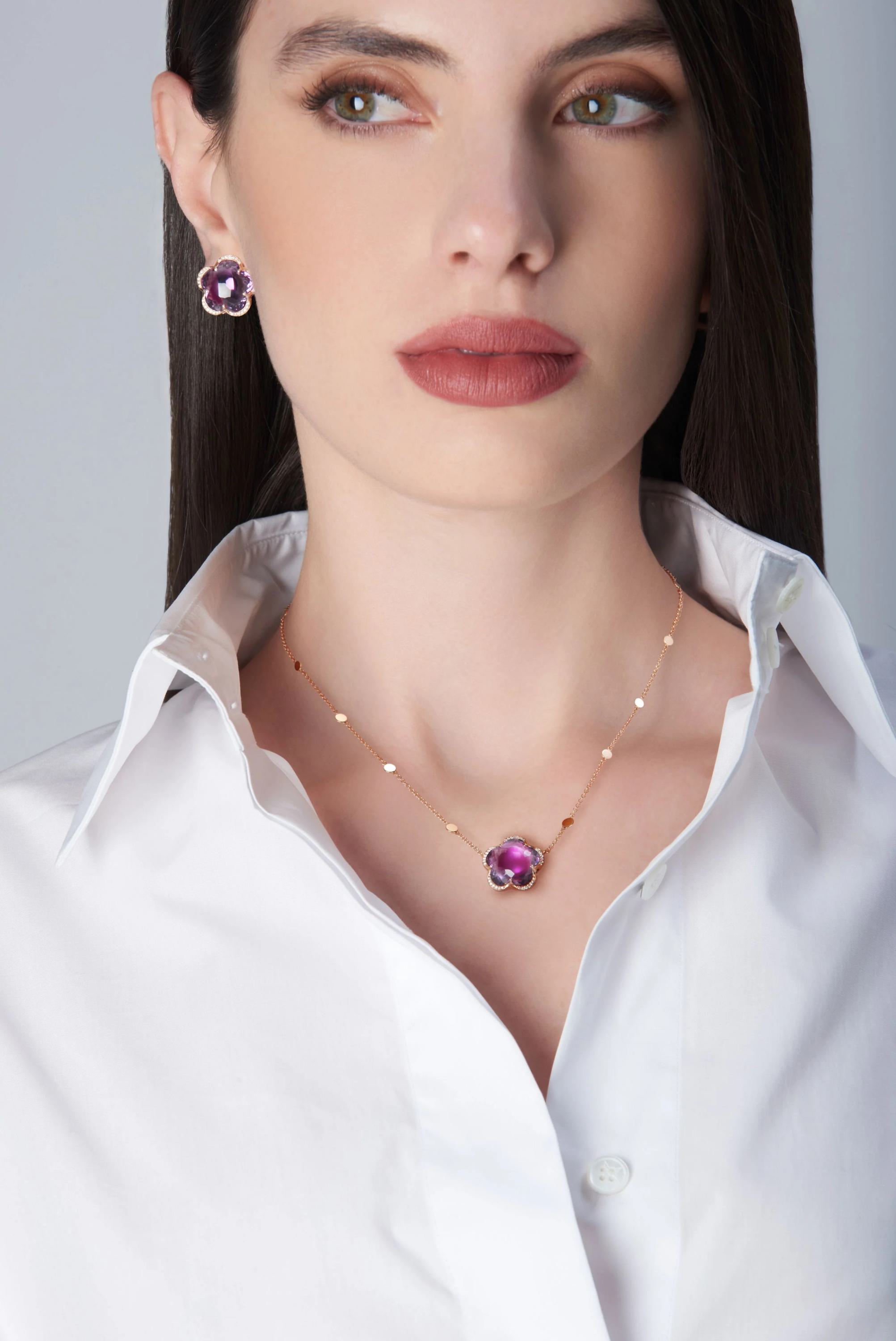 Pasquale Bruni Bon Ton Ohrschmuck 16814R aus 750 Roségold mit Amethyst und Diamanten
