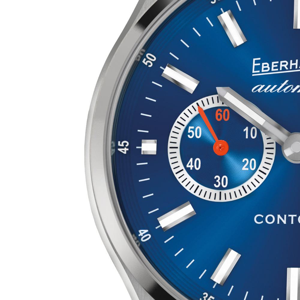 Eberhard Contodat Stahl Uhr mit blauem Zifferblatt
