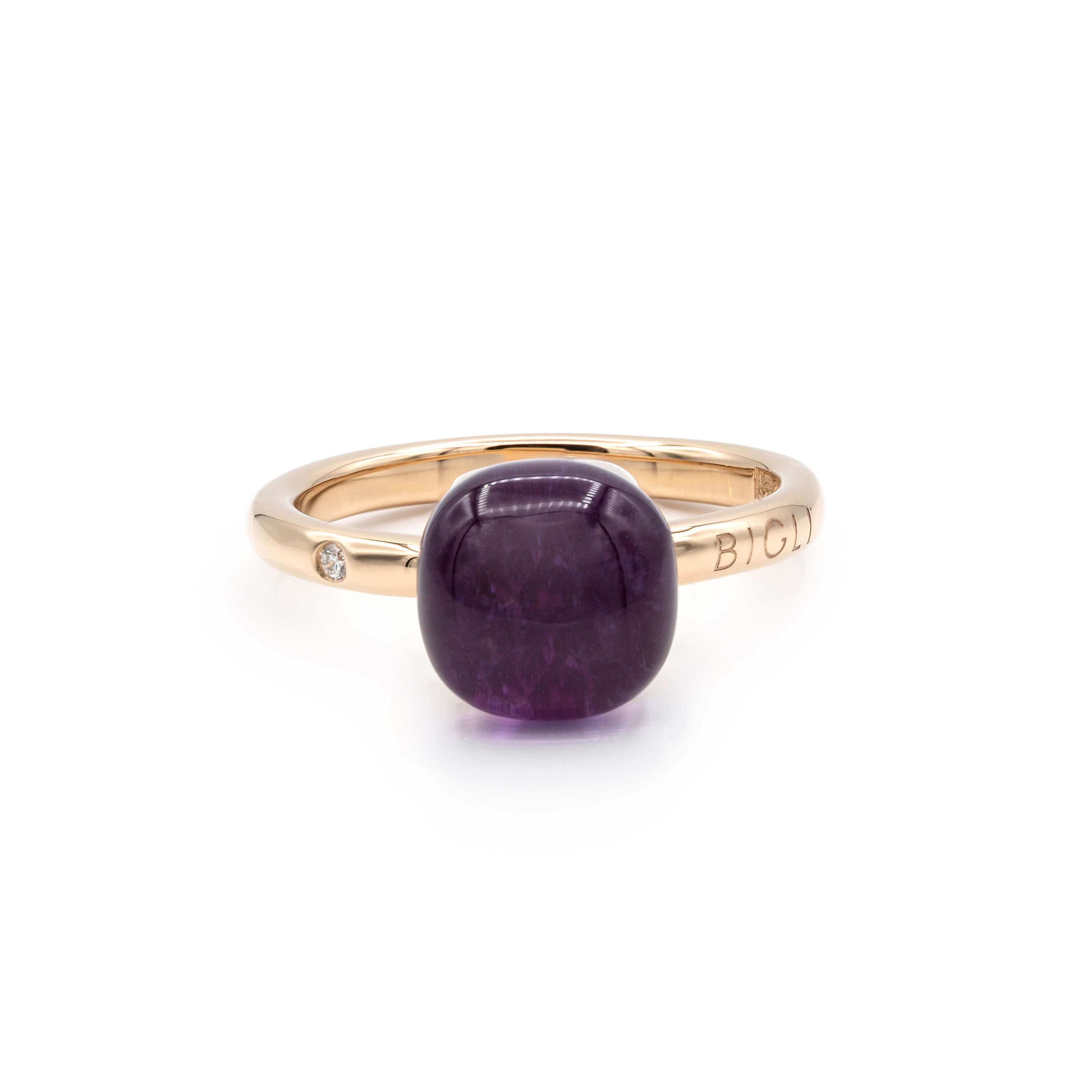 BIGLI Mini Sweety Ring Roségold mit Amethyst Blush