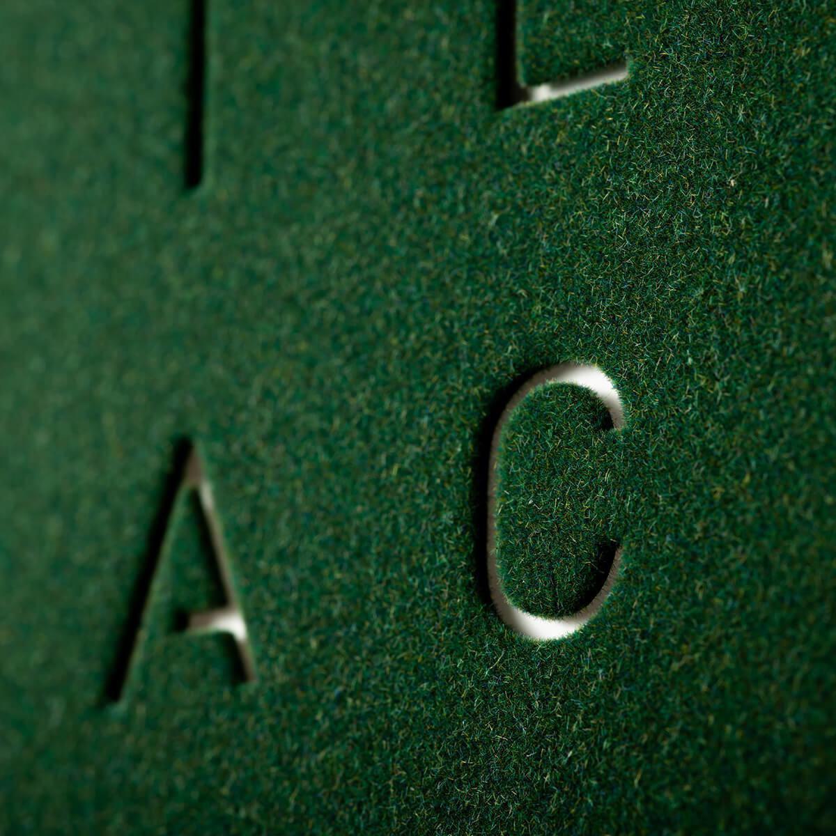 Qlocktwo Frontcover für Wanduhr Earth 45 | Green Velvet | FCRGVC