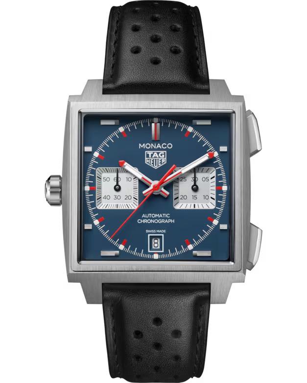 TAG Heuer Monaco Chronograph St LB schwarz, ZB blau, Krone links