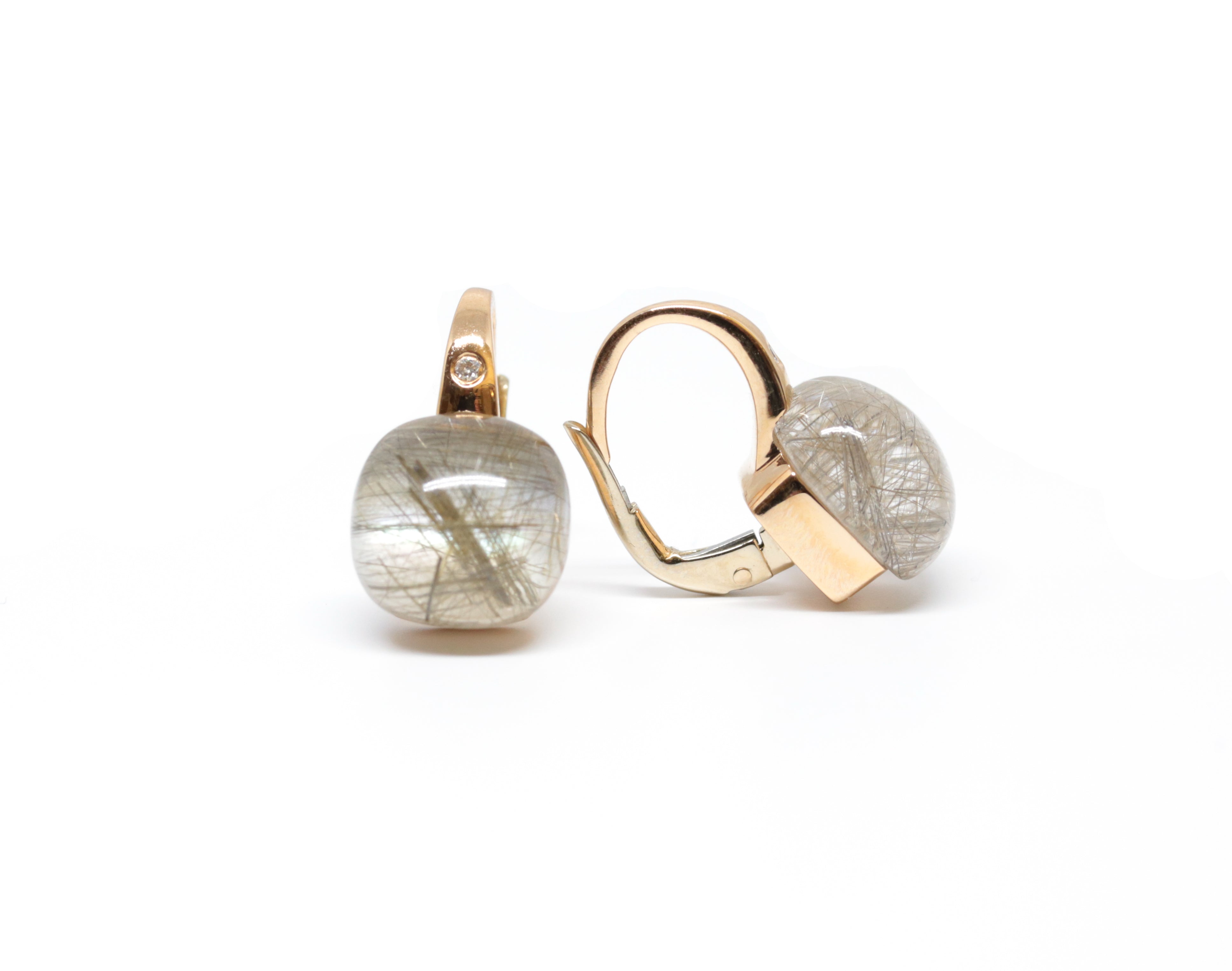 BIGLI Mini Sweety Ohrhänger Roségold mit Quarz Rutile Moonshine