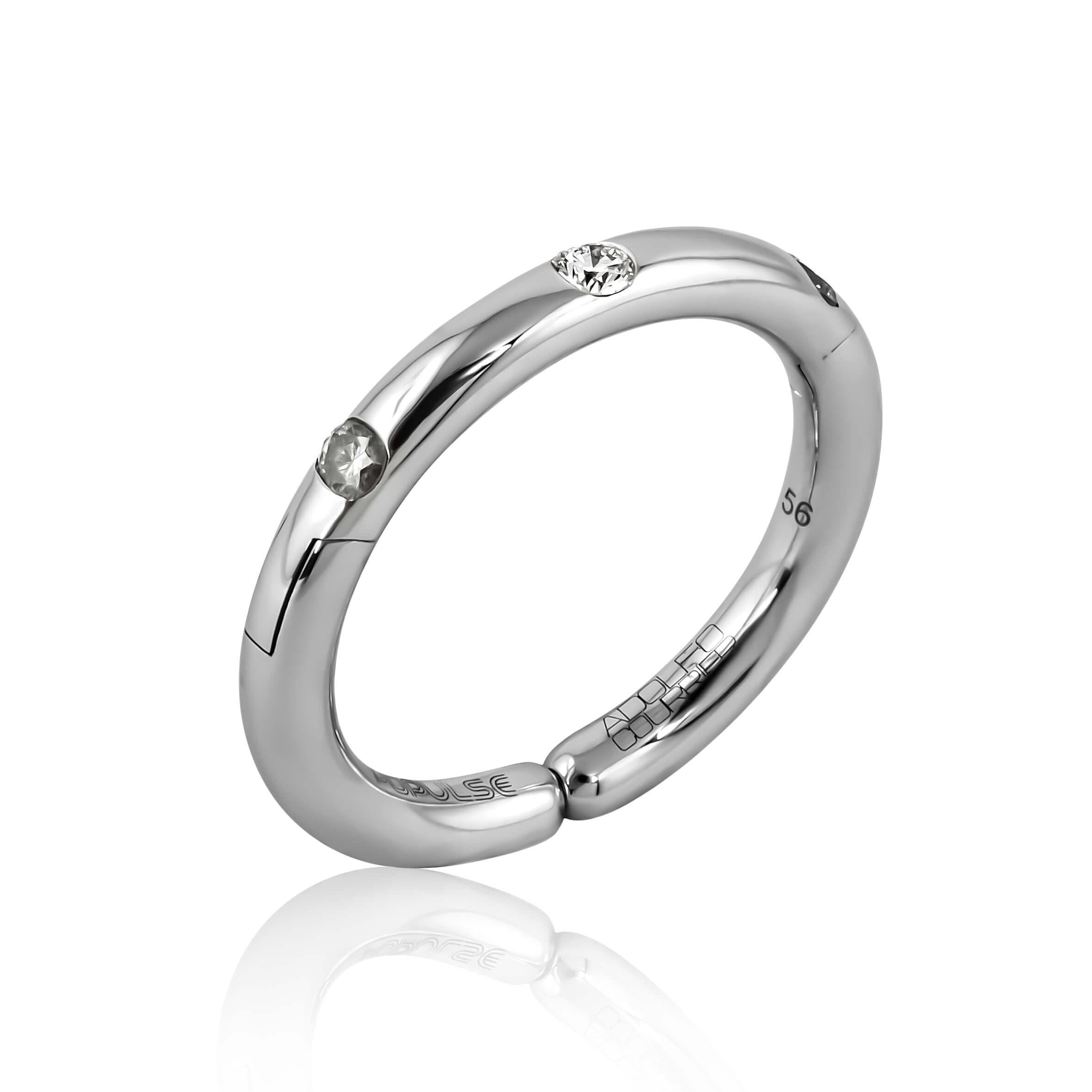 Adolfo Courrier POPULSE Ring STEEL mit grauen und weißen Diamanten