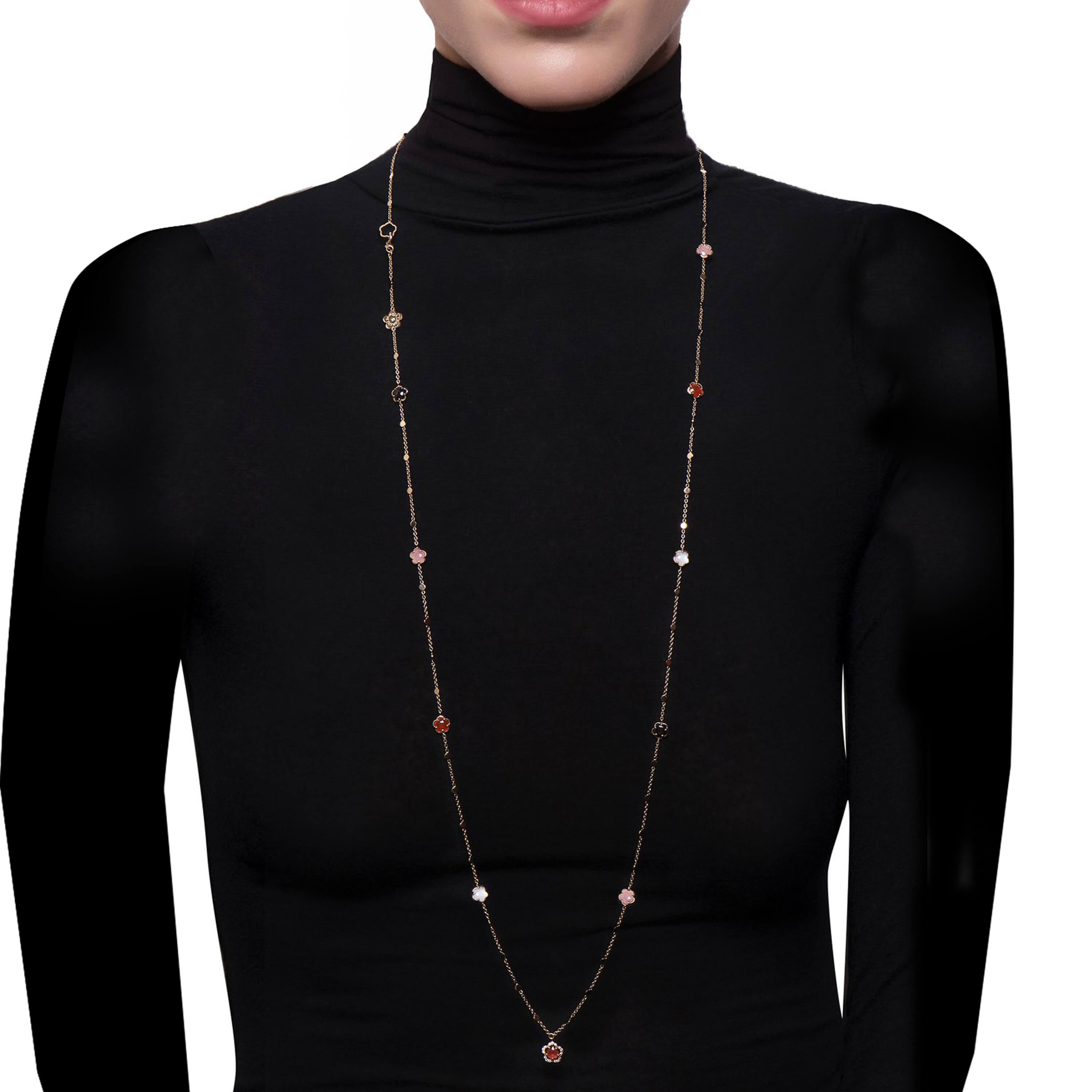 Pasquale Bruni necklace Figlia dei Fiori rose gold diamonds 93cm 16042R
