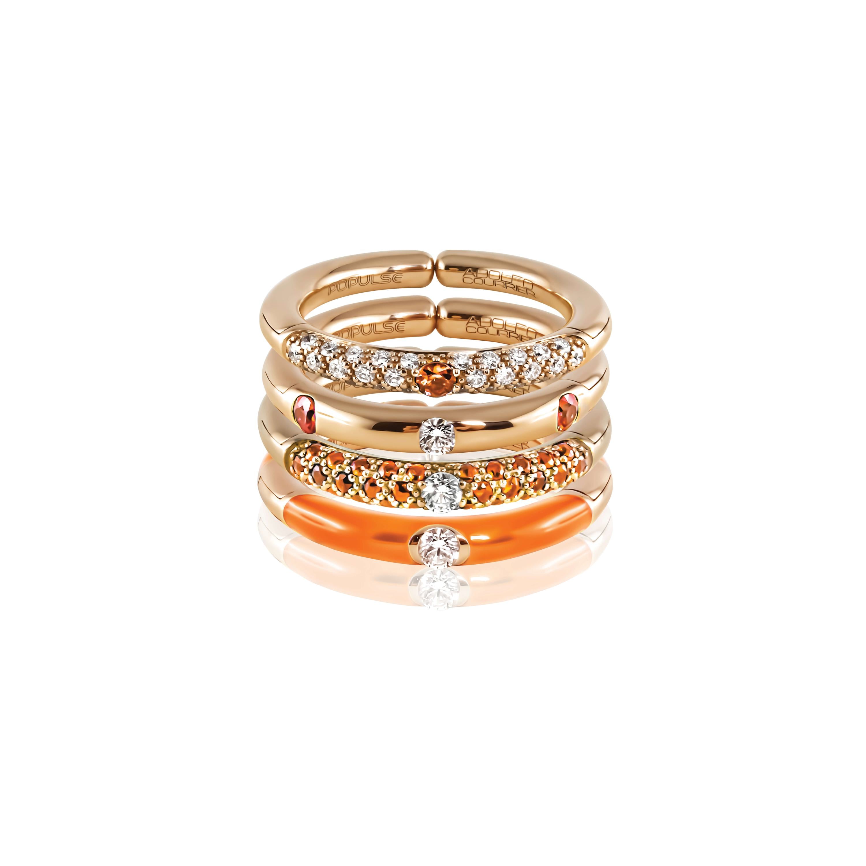 Adolfo Courrier POPULSE Ring HERME`S mit orange Saphiren & Diamanten