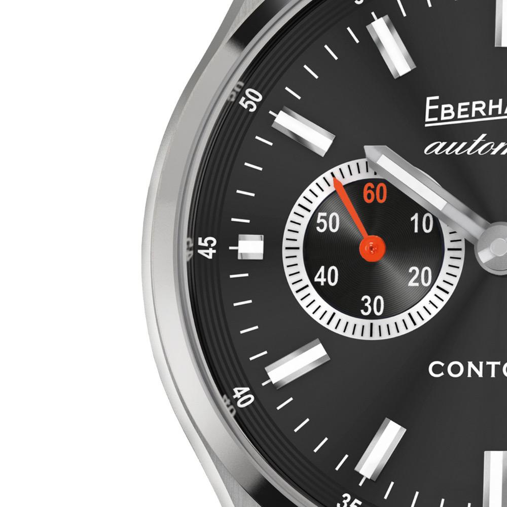 Eberhard Contodat Stahl Uhr mit schwarzem Zifferblatt
