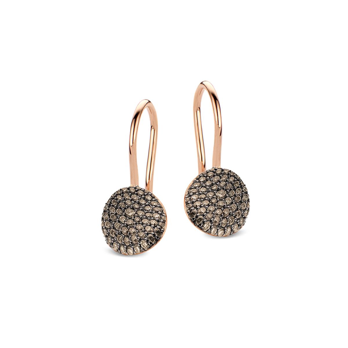 Bigli Earrings Mini Waves, brown diamonds, 23O77RBRDBR/CL