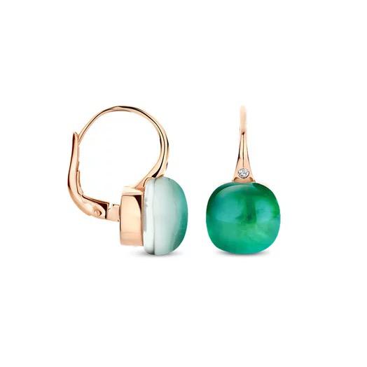 BIGLI Mini Sweety Ohrhänger Roségold mit Emerald Green