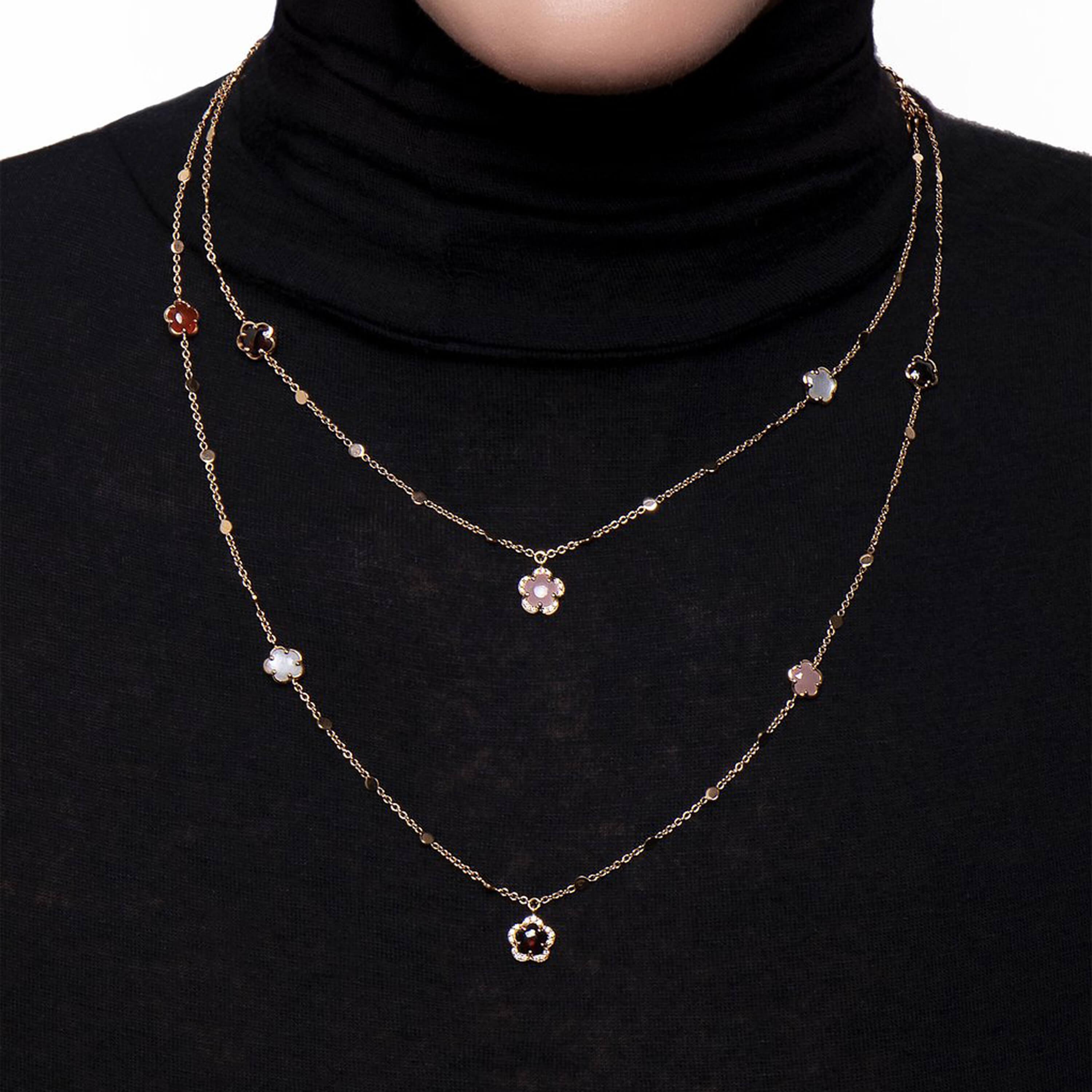 Pasquale Bruni necklace Figlia dei Fiori rose gold diamonds 93cm 16042R