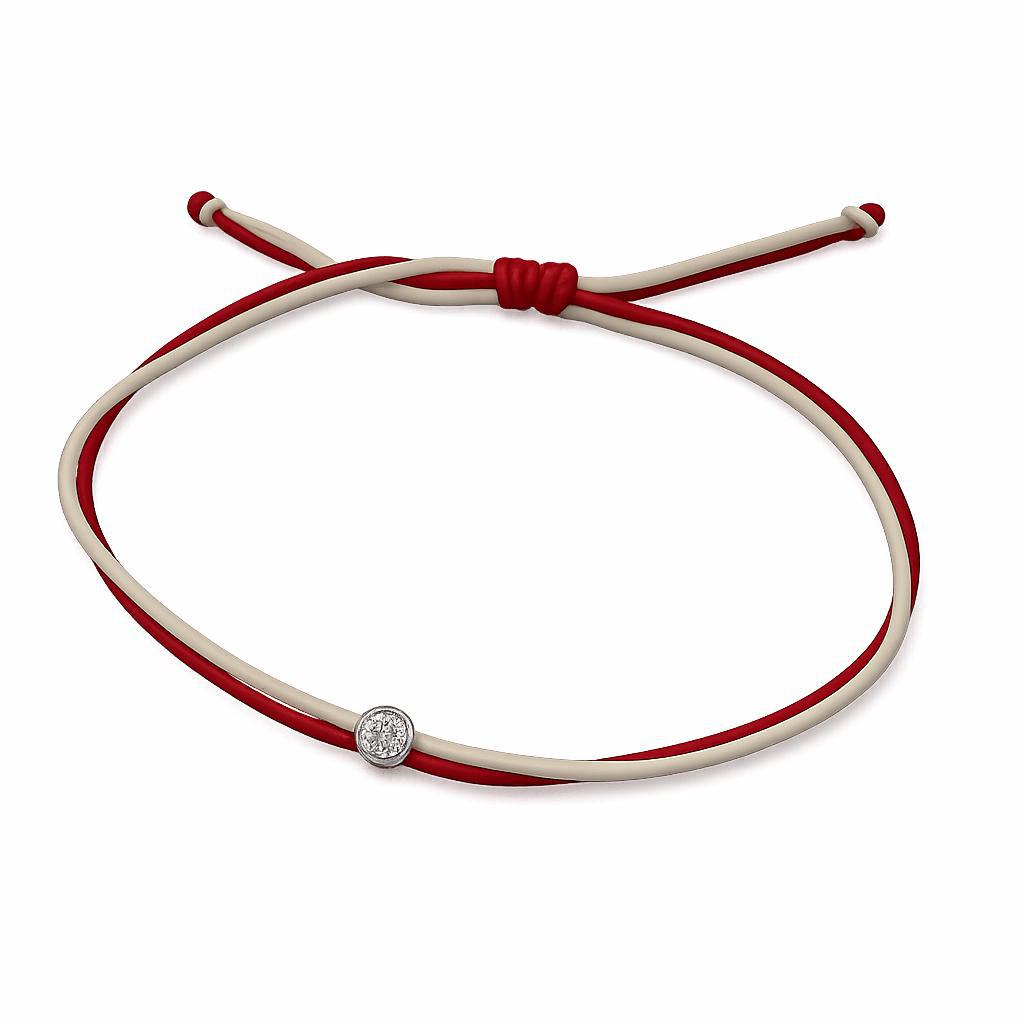 Neusser Originale Armband rot-weiß mit Diamant 0,15 Carat