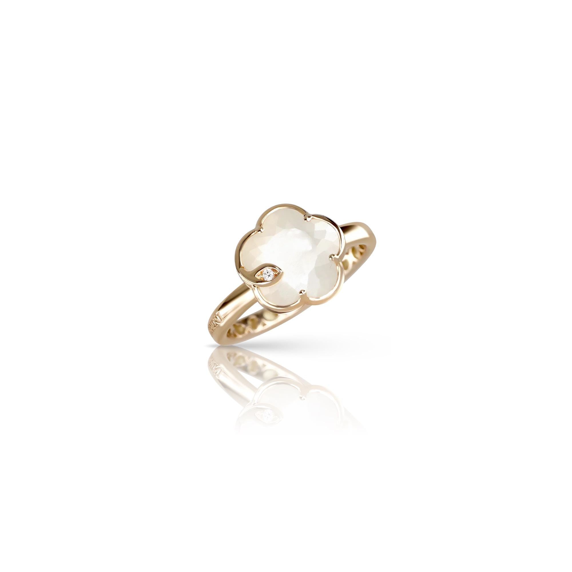 Pasquale Bruni Ton Joli Ring 16783R aus 750 Roségold mit Perlmutt, Mondstein und Diamant