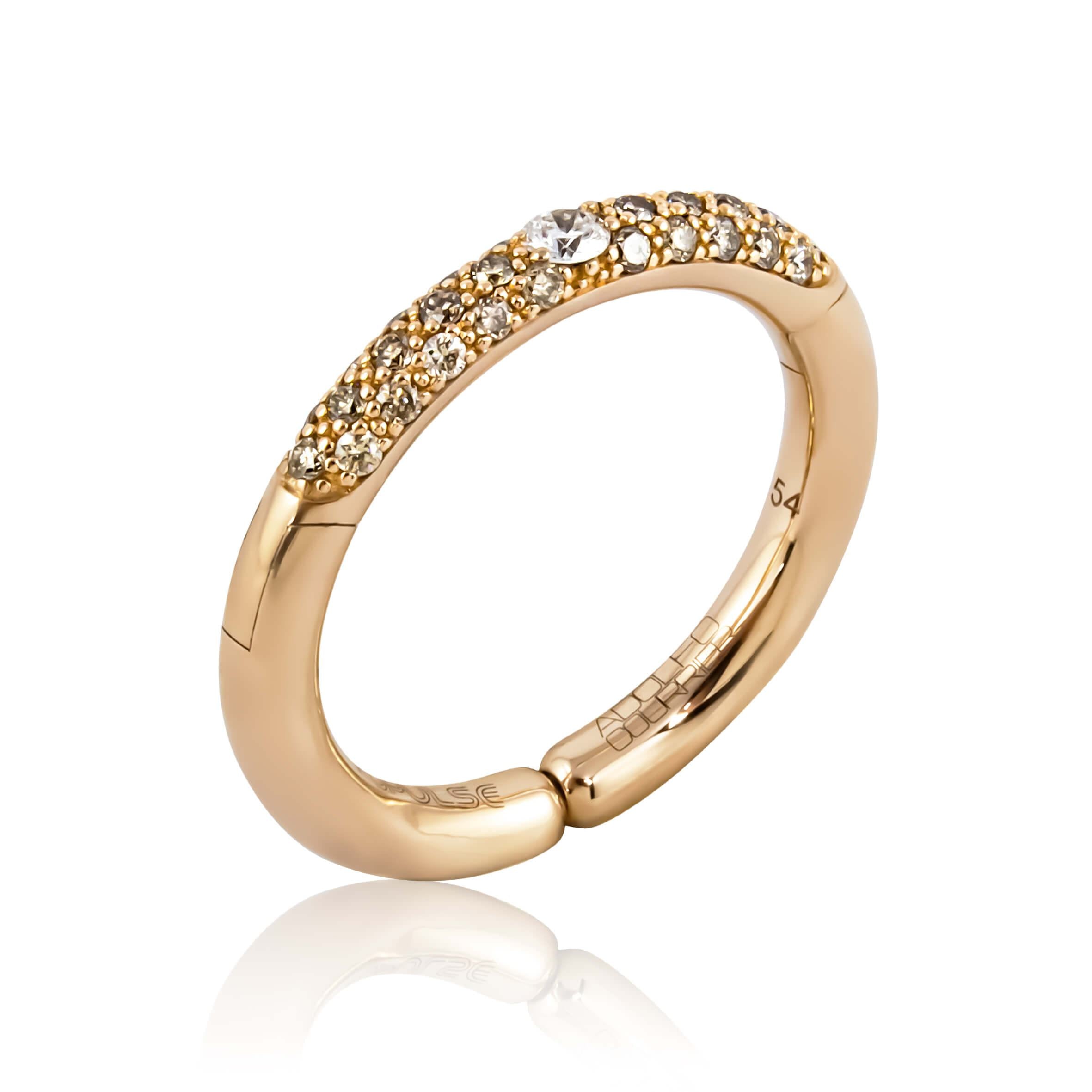 Adolfo Courrier POPULSE Ring CAPPUCCINO mit Diamanten in braun & weiß