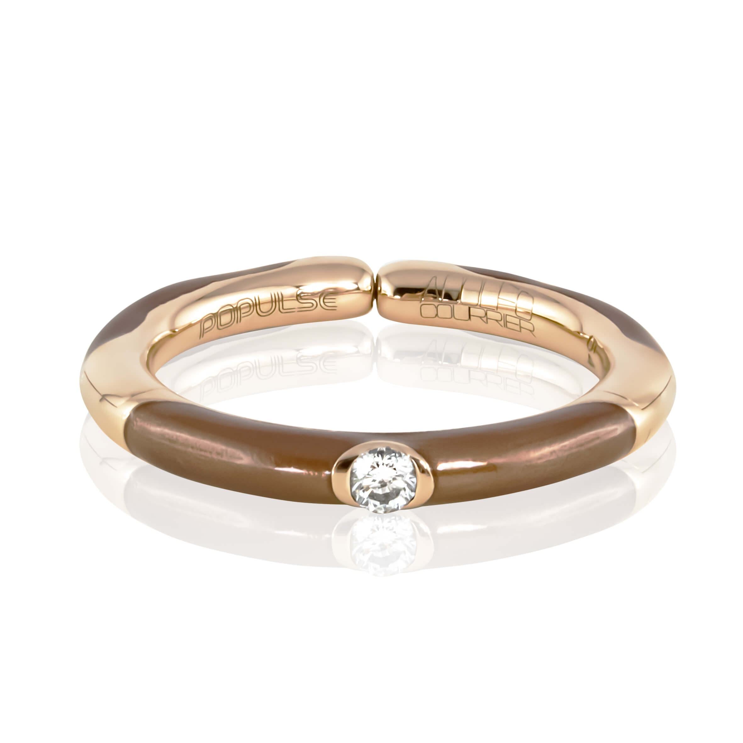 Adolfo Courrier POPULSE Ring CAPPUCCINO mit Diamant & Email