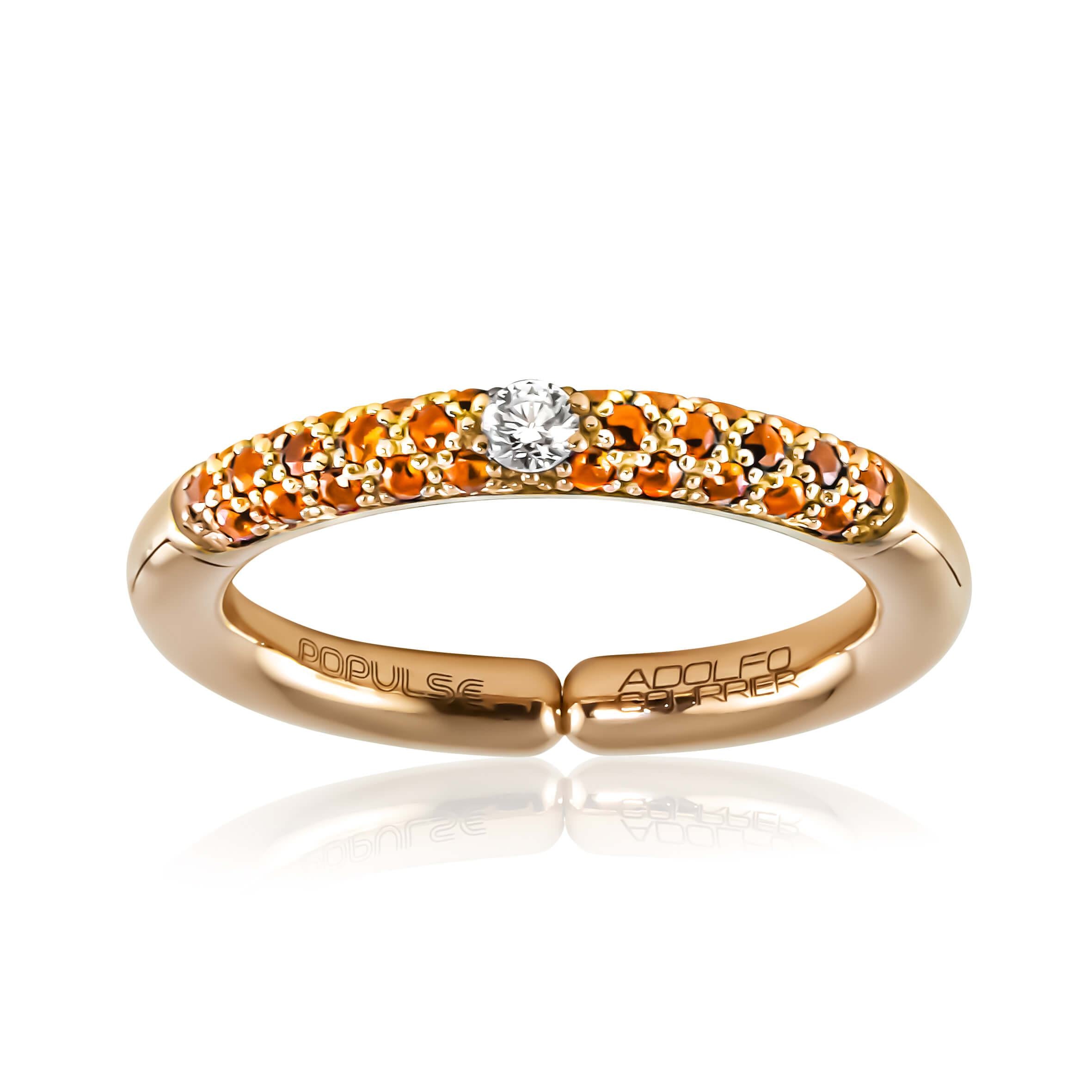 Adolfo Courrier POPULSE Ring HERME`S mit orange Saphiren & Diamanten