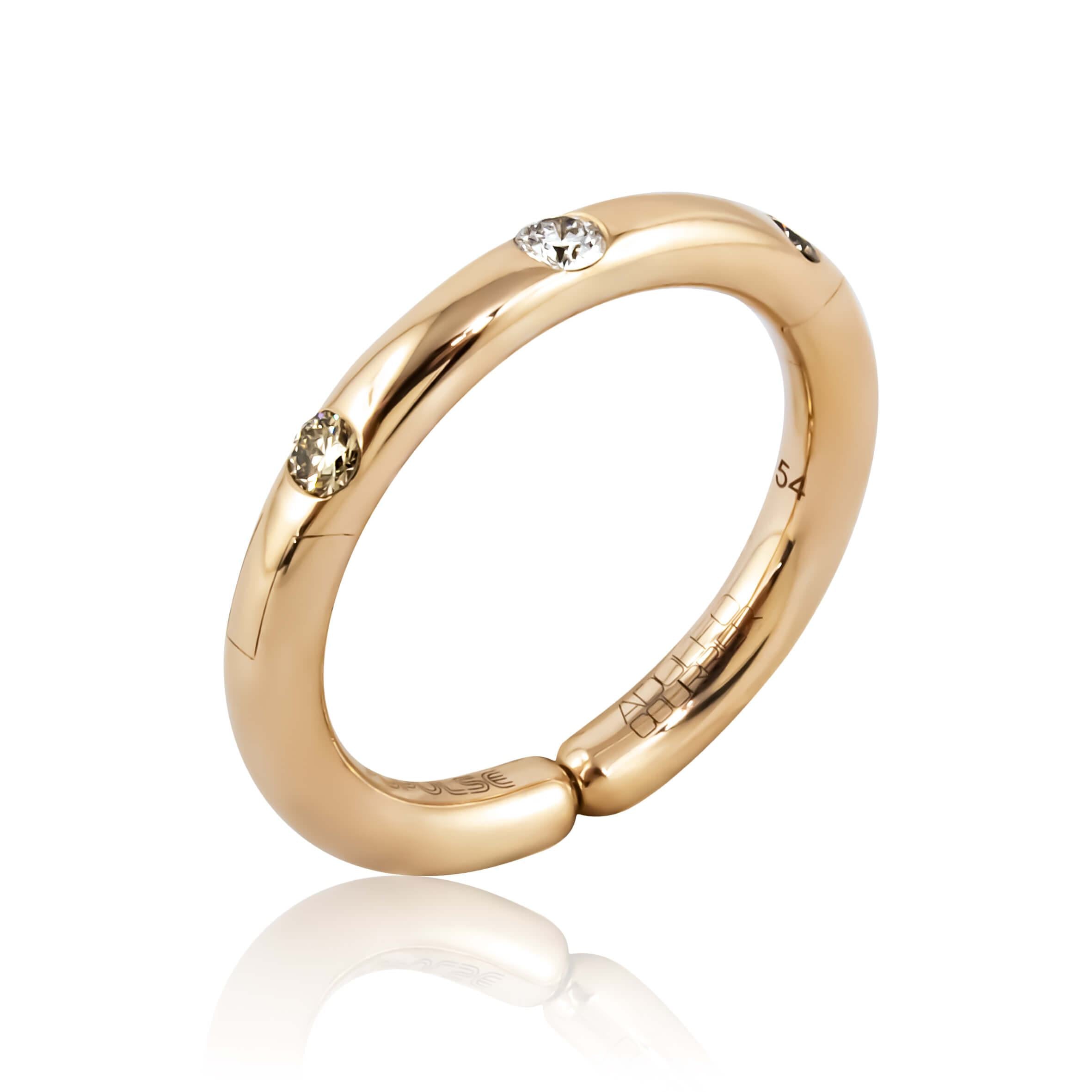 Adolfo Courrier POPULSE Ring CAPPUCCINO mit Diamanten in braun & weiß