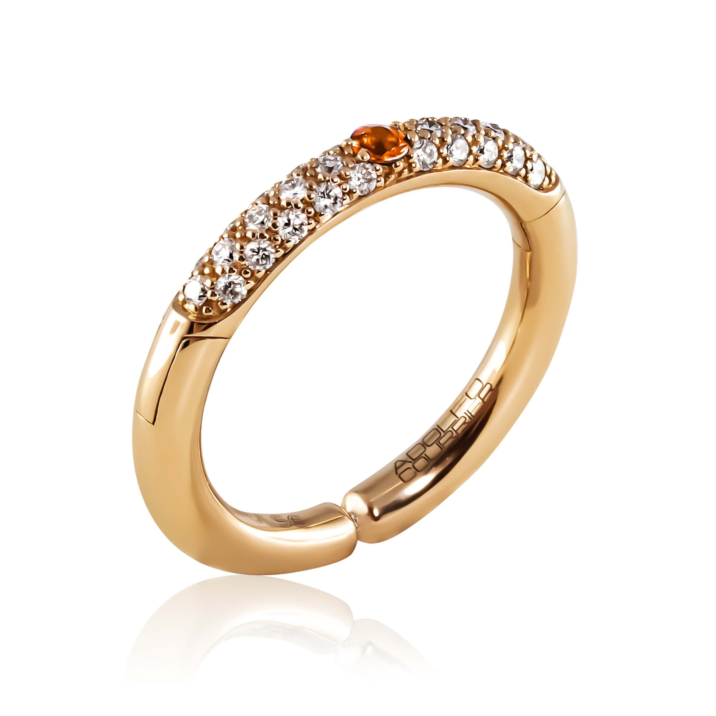 Adolfo Courrier POPULSE Ring HERME`S mit Diamanten & oranger Saphir