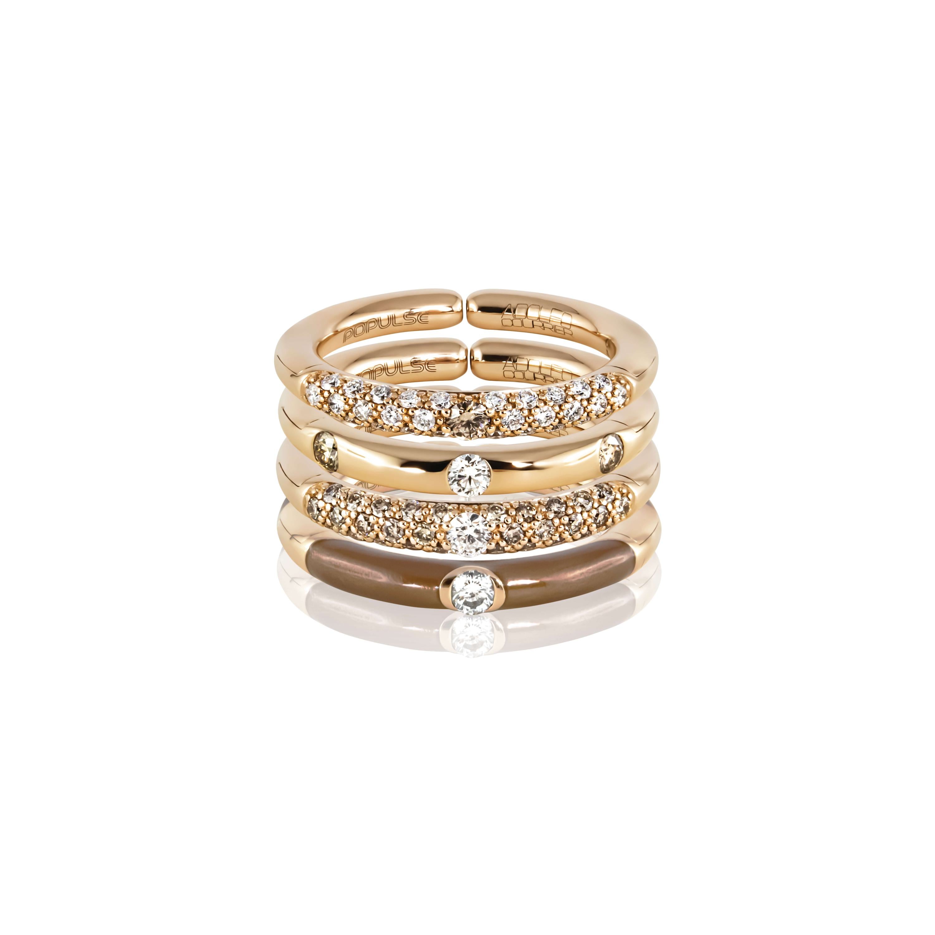 Adolfo Courrier POPULSE Ring CAPPUCCINO mit Diamanten in braun & weiß