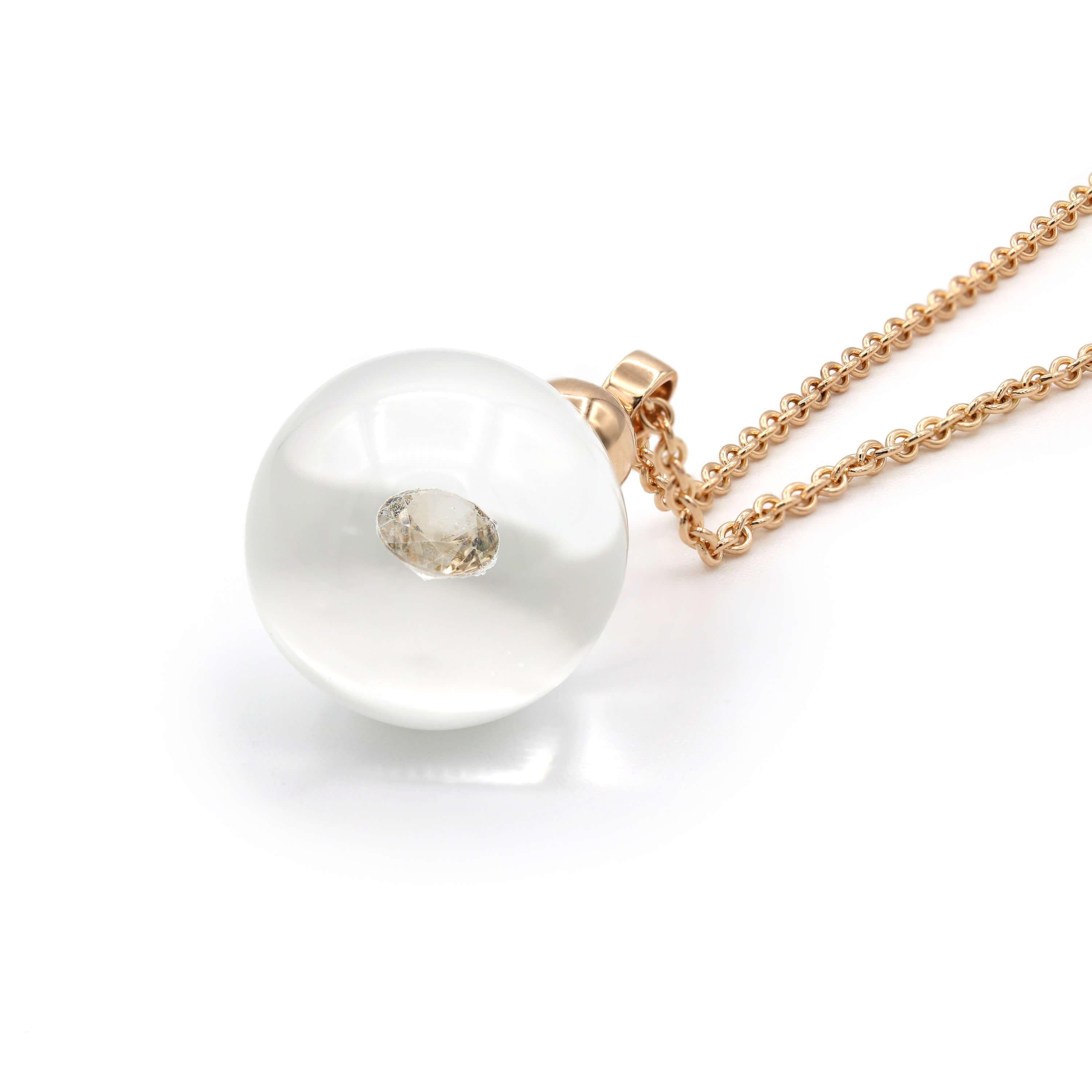 Jewelery necklace crystal clear, red gold, DH557-RG-GW-BB