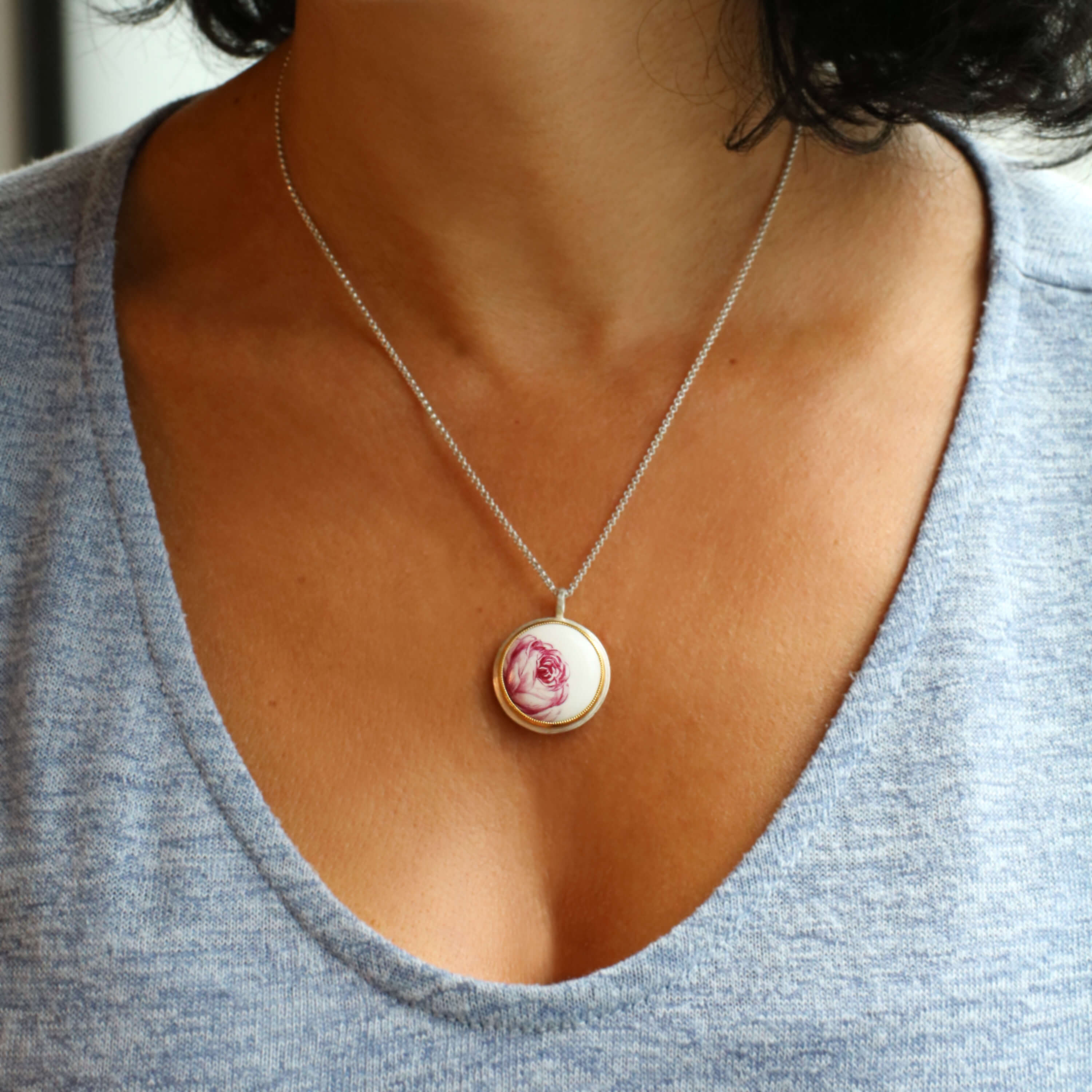 Materia Prima necklace, purple rose, MP E052/10