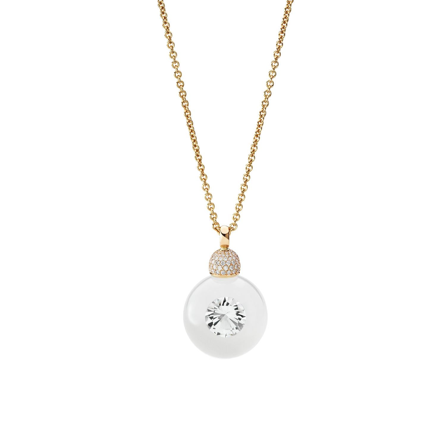 Jewelery necklace crystal clear, red gold, DH586-RG-GW