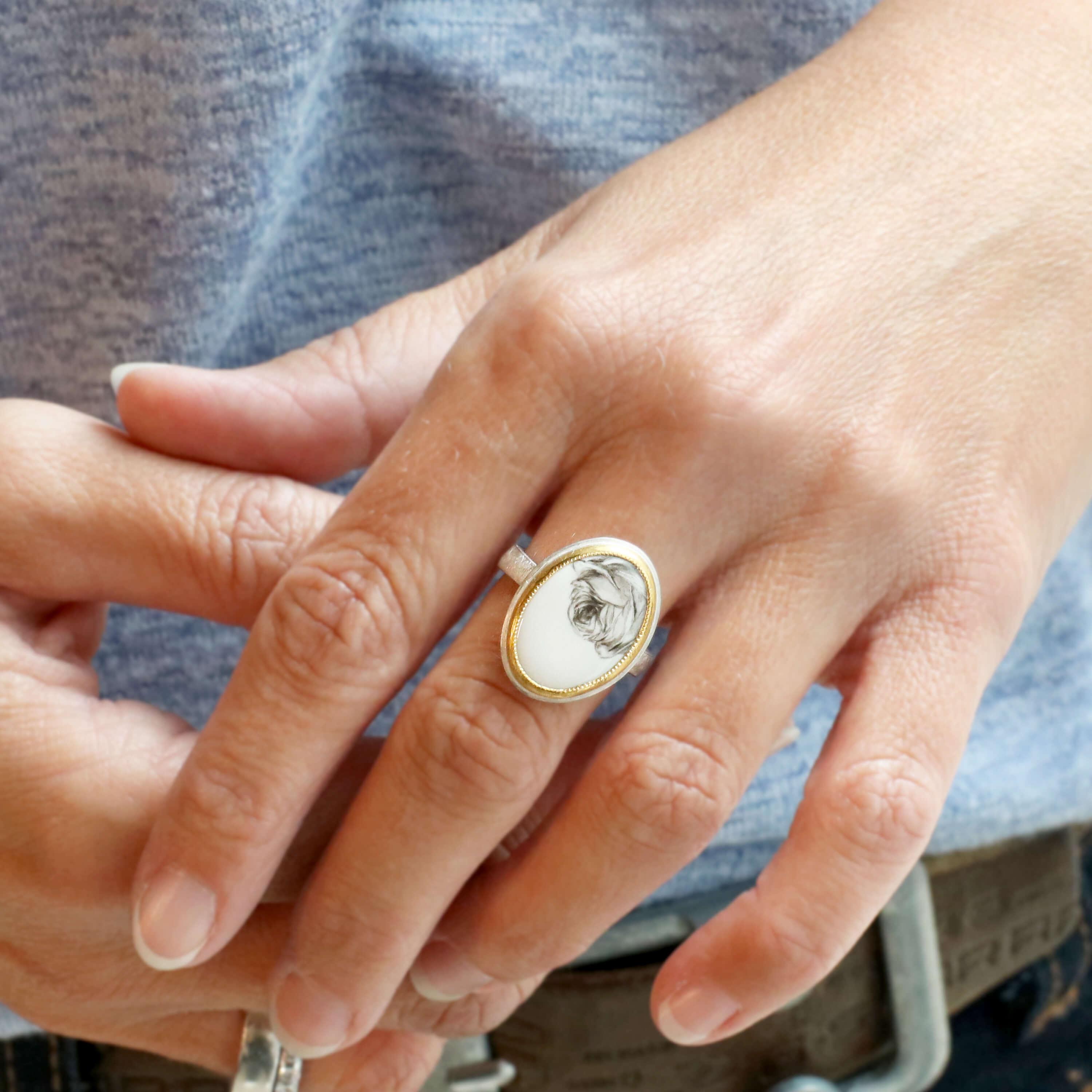 Materia Prima ring, black rose, MP R005/s