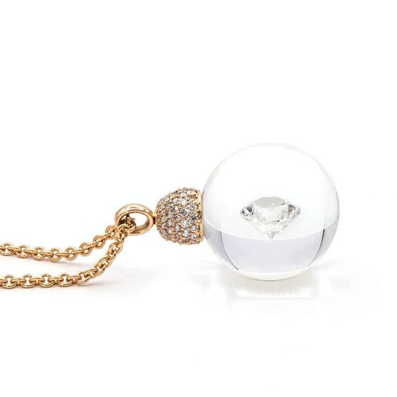 Jewelery necklace crystal clear, red gold, DH586-RG-GW