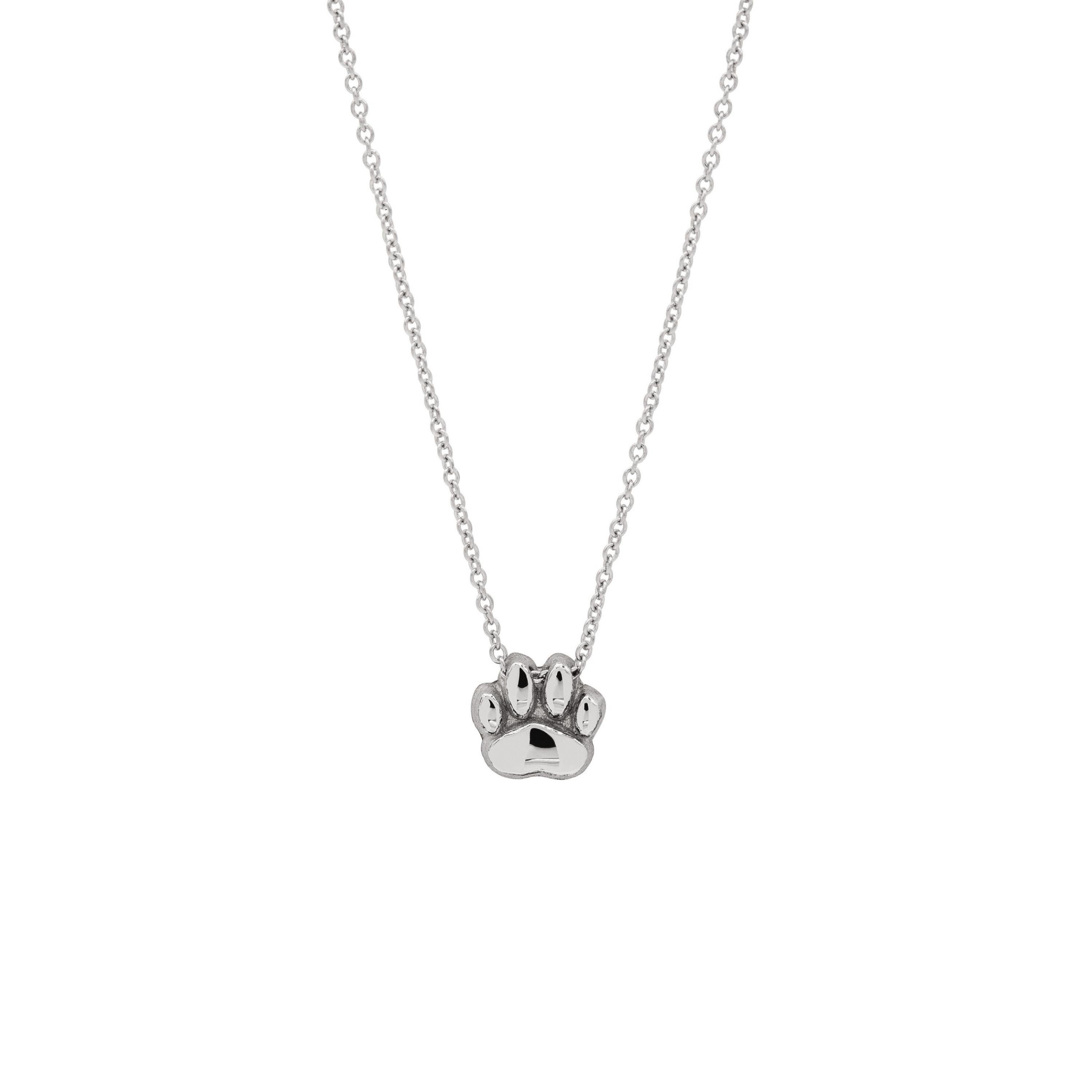 Minitials necklace with dog paw polished white gold N-SIG-M1 44cm