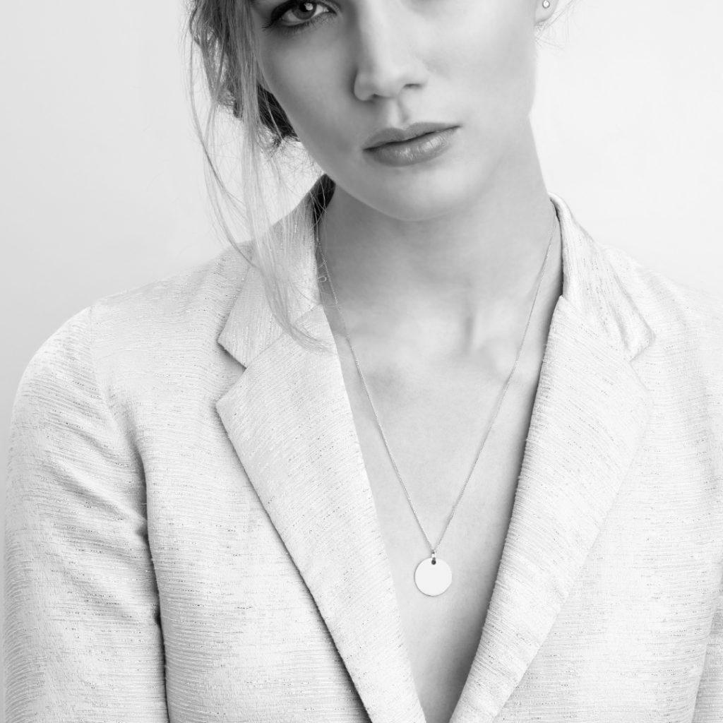 Minitials necklace with olive branch pendant white gold N-MOL 51cm