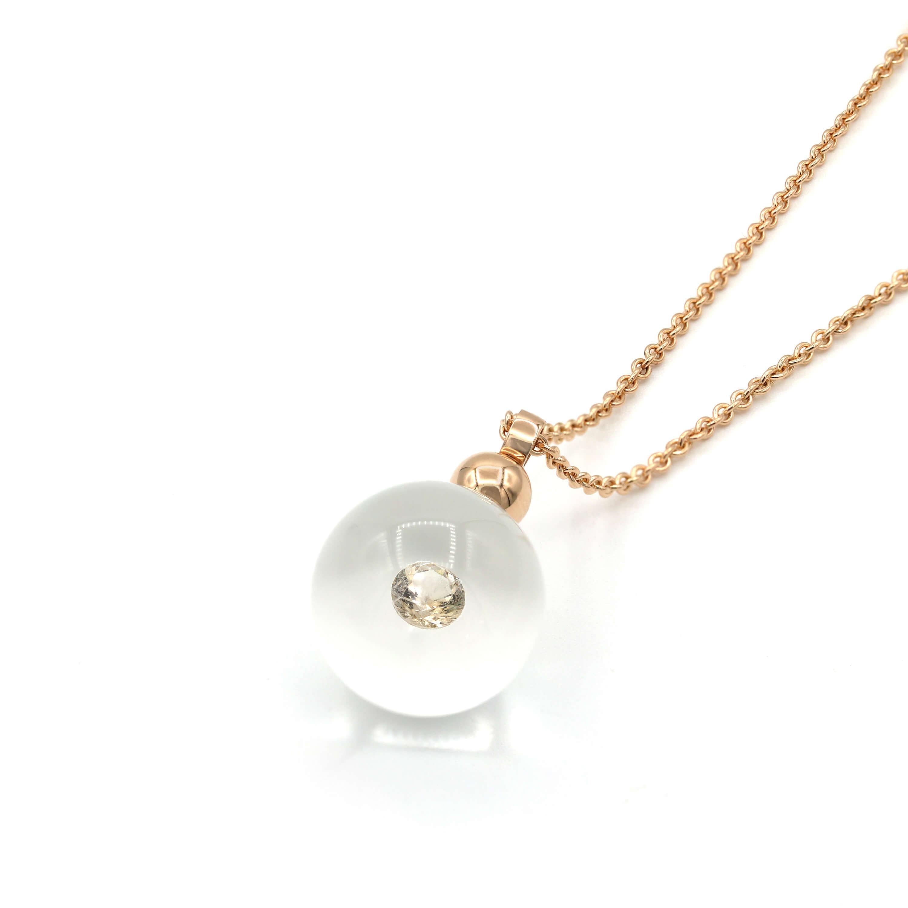 Jewelery necklace crystal clear, red gold, DH557-RG-GW-BB