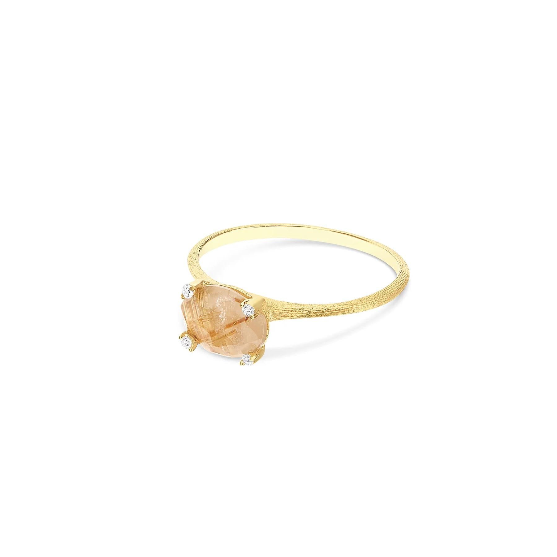 Nanis Ring Ipanema Yellow Gold Rutilated Quartz Diamonds AS20-576