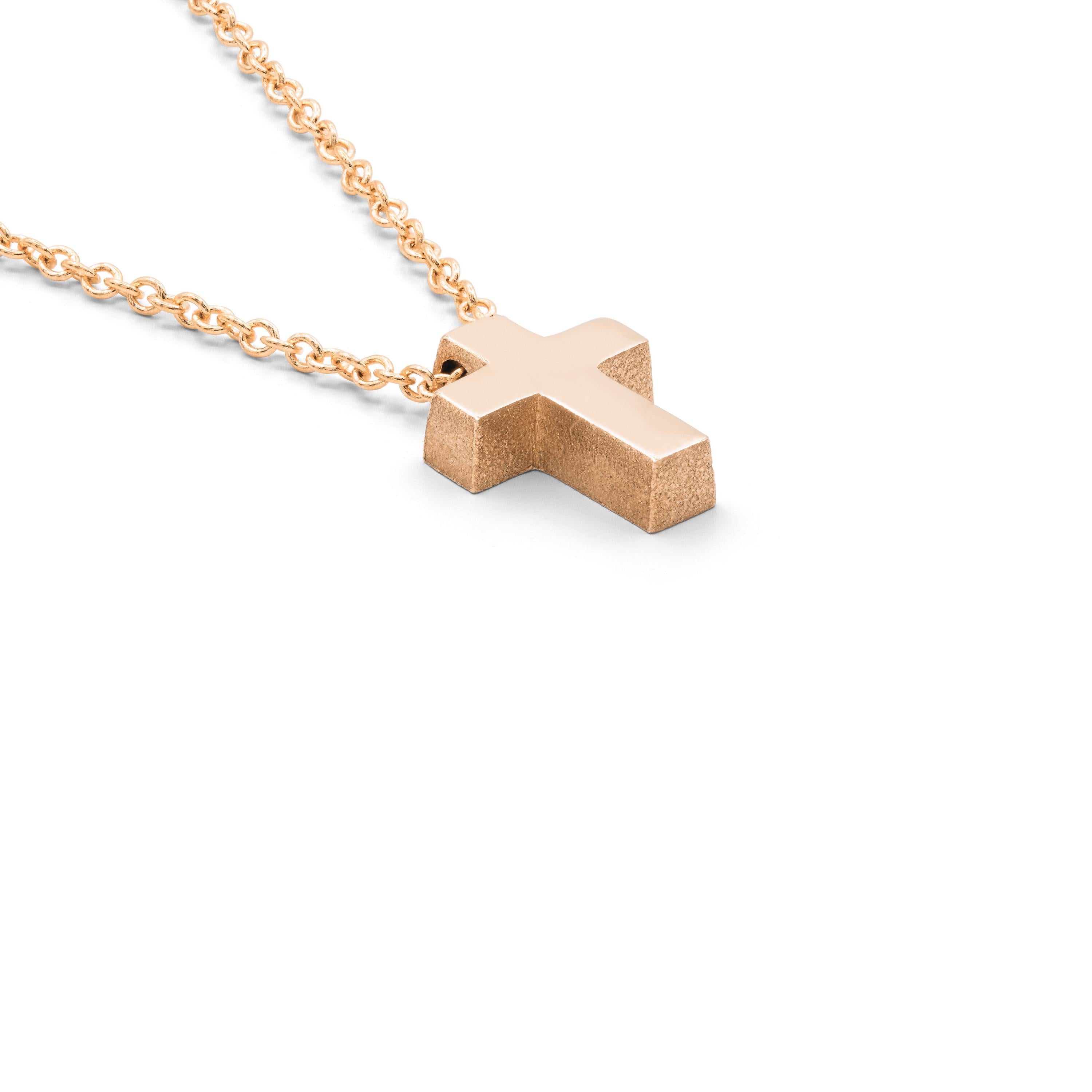 Minitials necklace with cross polished rose gold N-SIG-M1 41cm