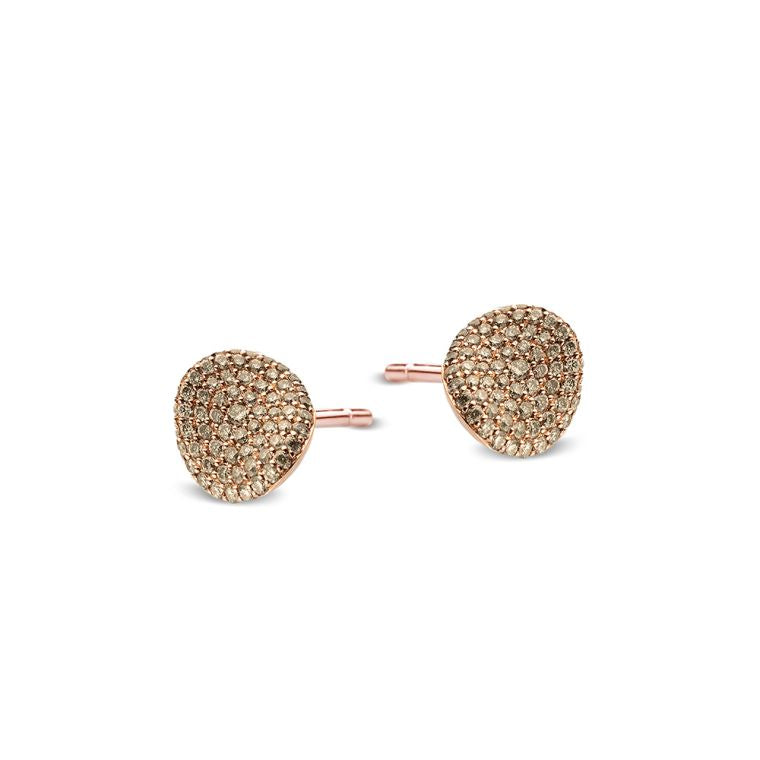 Bigli ear studs Mini Waves, brown diamonds, 23O76RBRDIA