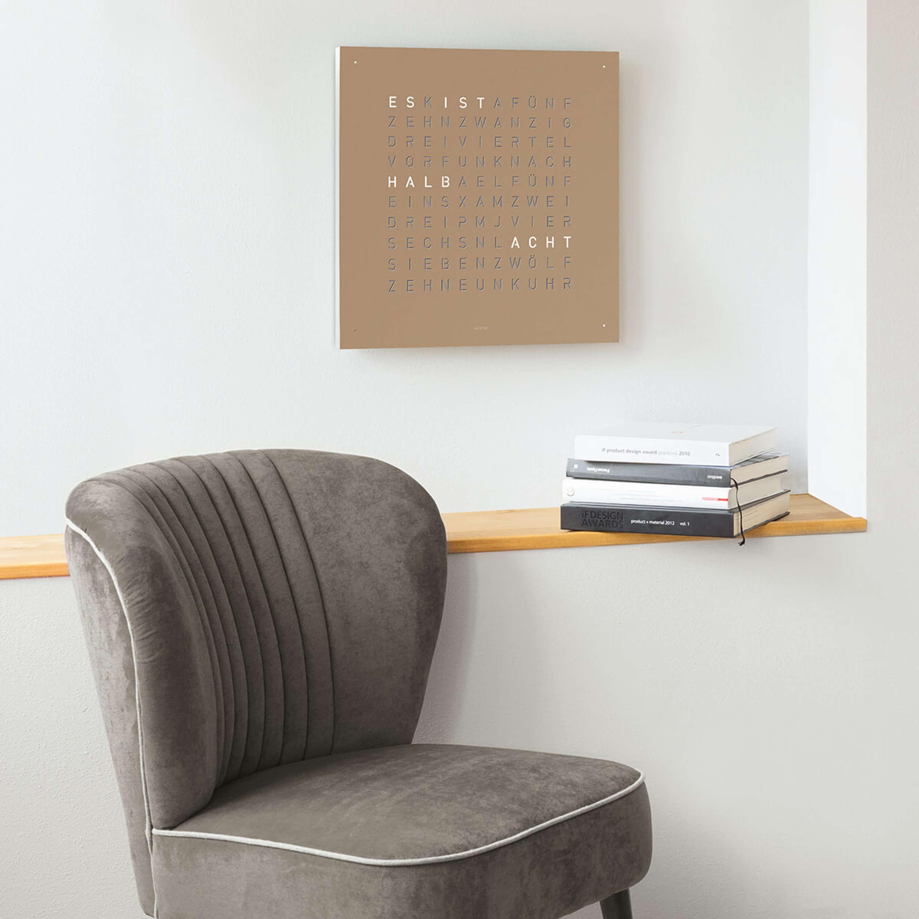 Qlocktwo wall clock Classic Hazelnut QT4HN