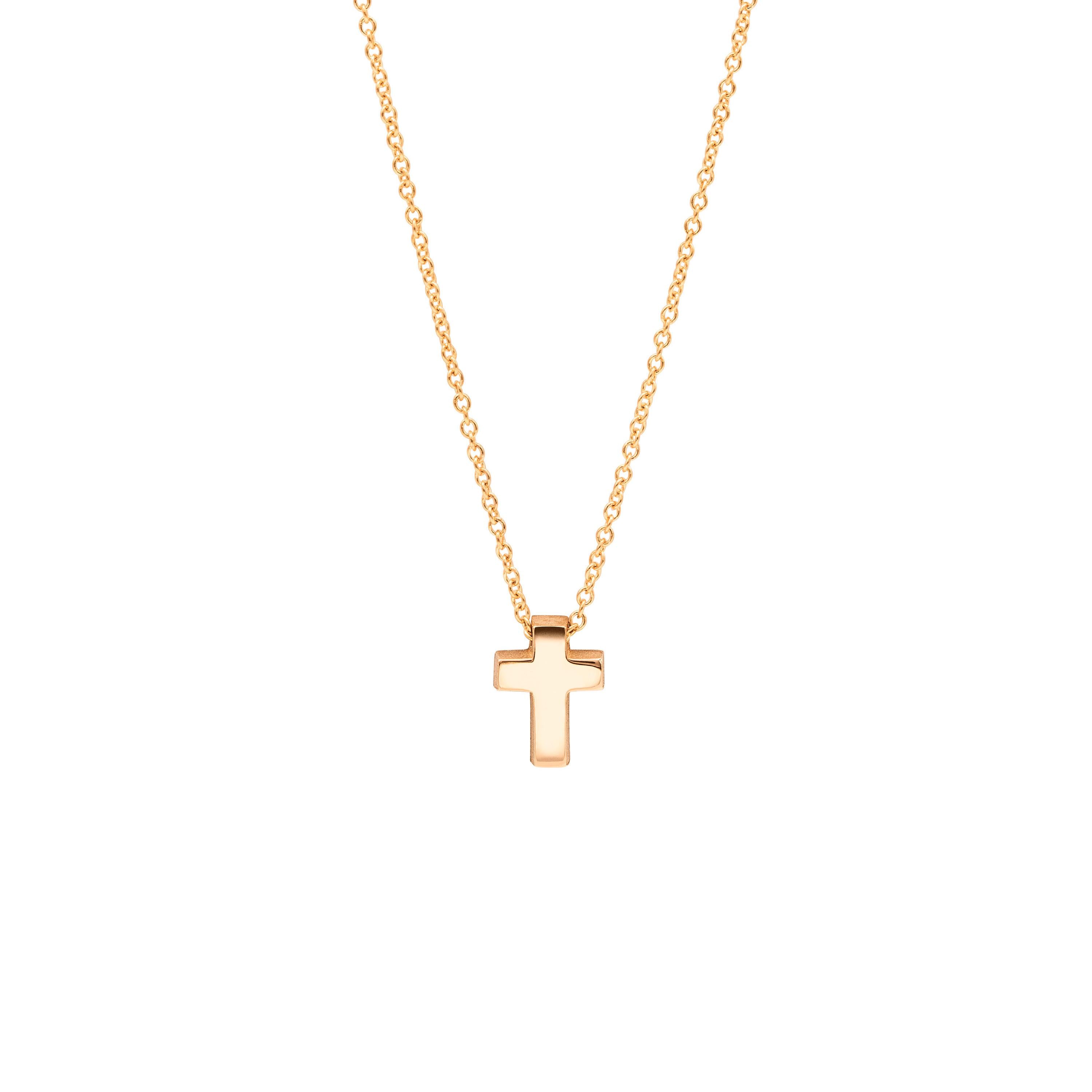 Minitials necklace with cross polished rose gold N-SIG-M1 41cm