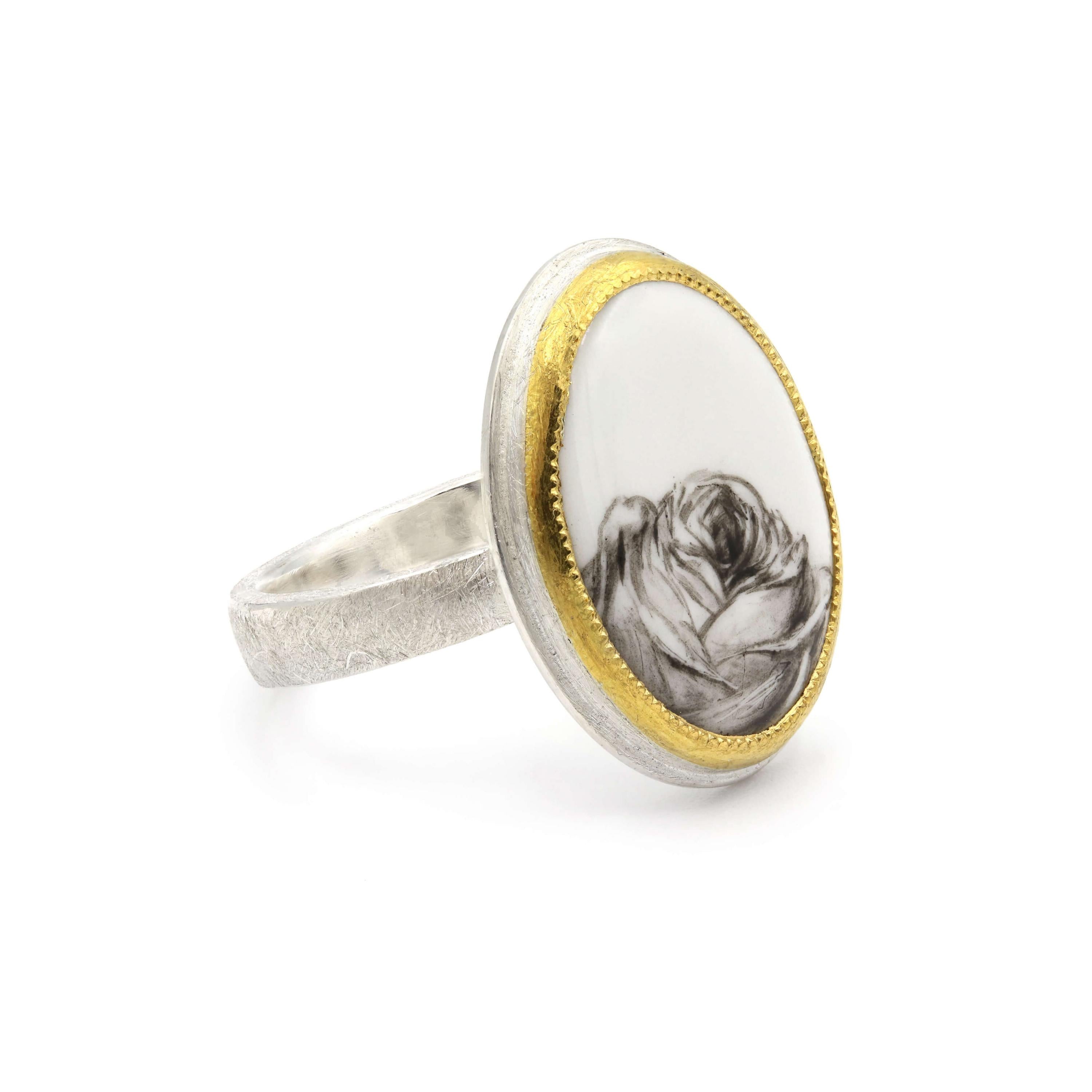 Materia Prima ring, black rose, MP R005/s