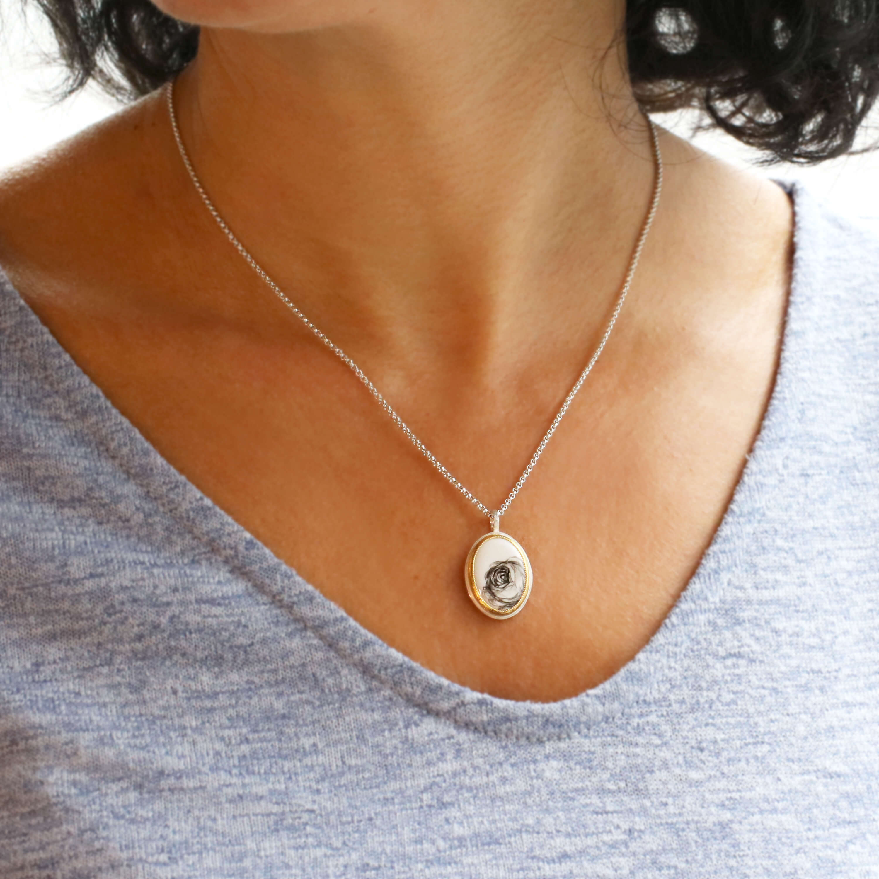 Materia Prima Collier | schwarze Rose | MP N005