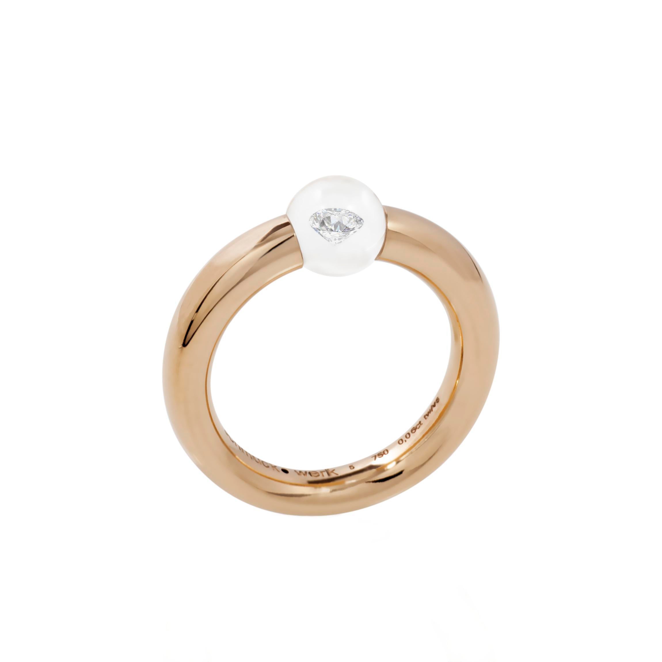 Schmuckwerk ring crystal clear, red gold, DR267-RG-GW