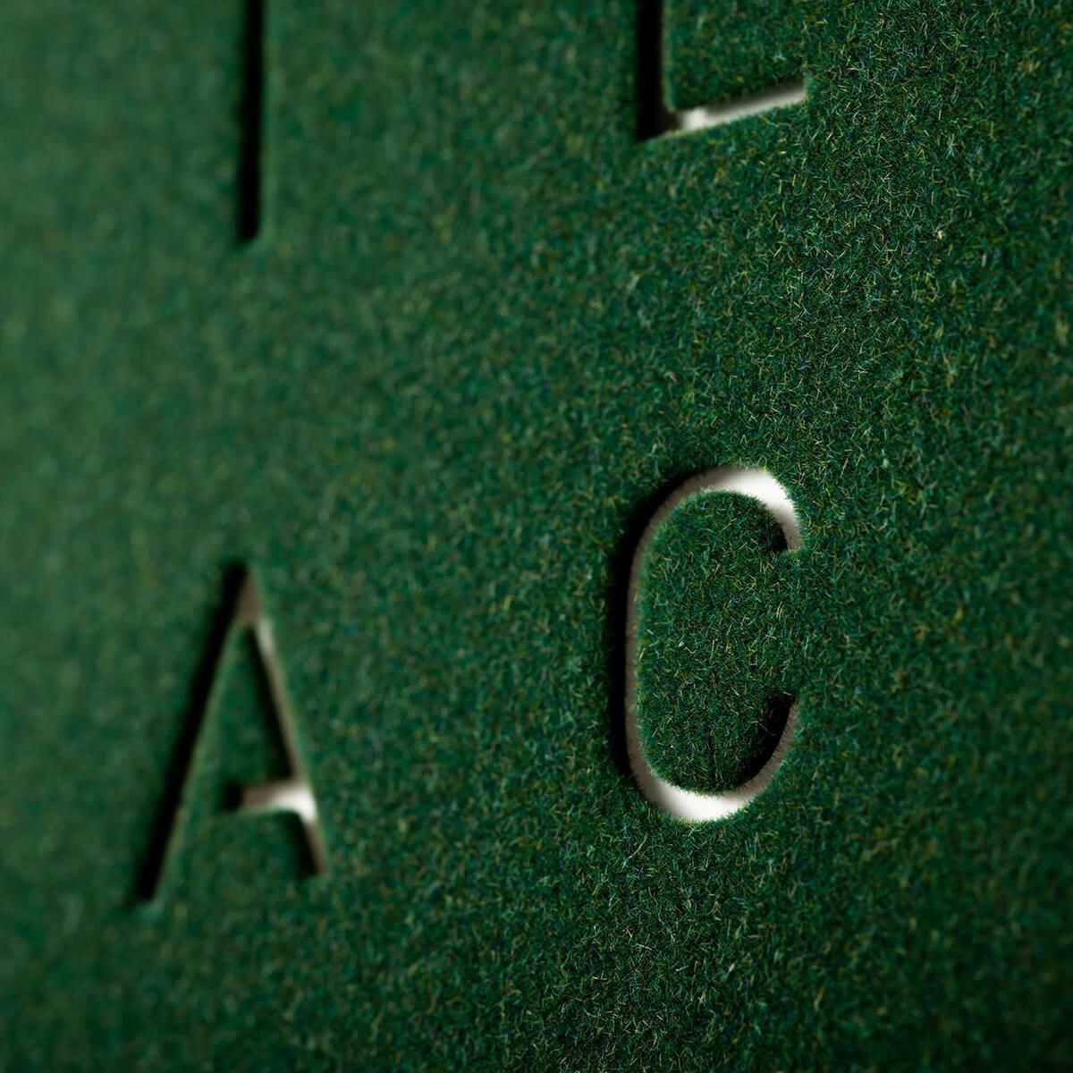 Qlocktwo Frontcover für Wanduhr Earth 45 | Green Velvet | FCRGVC