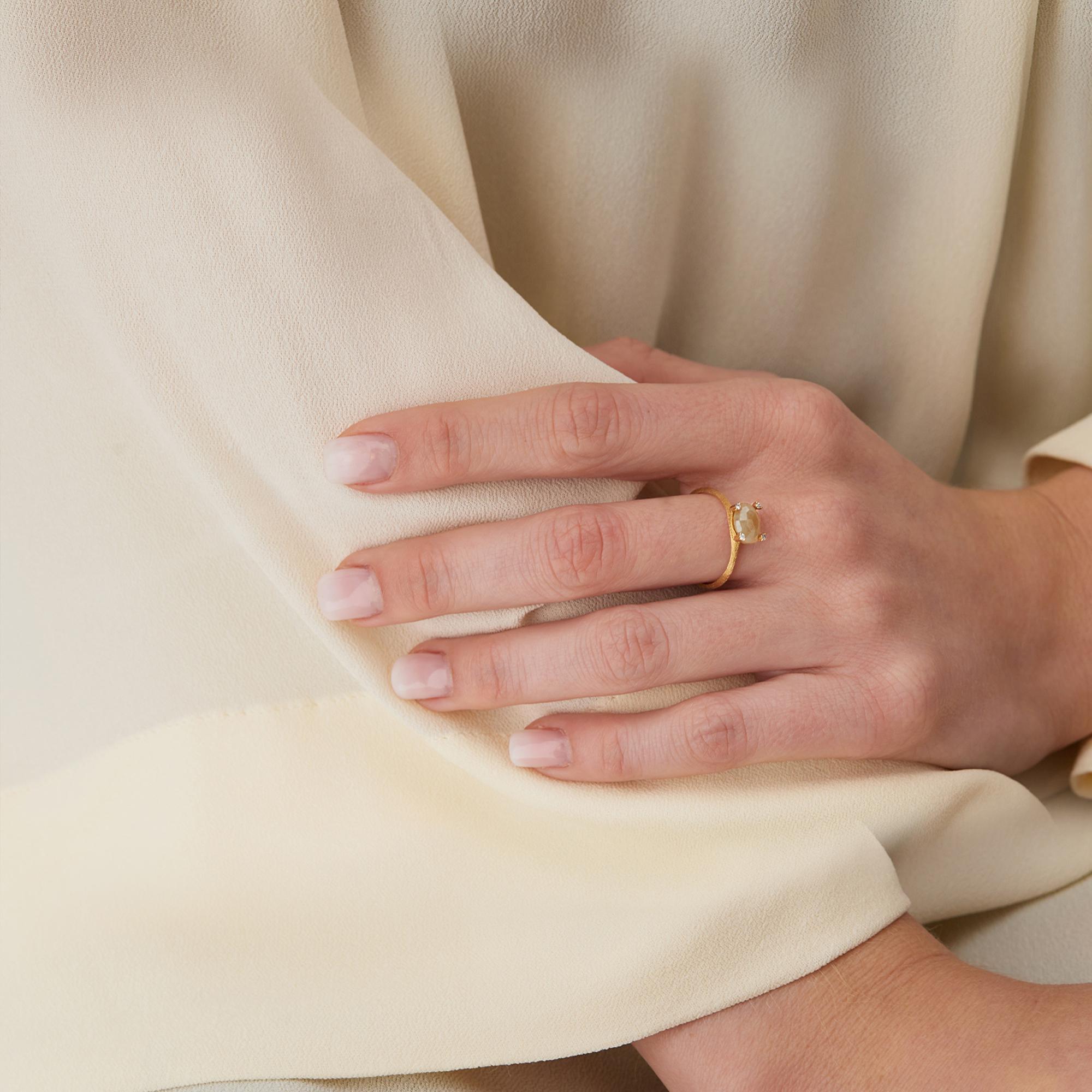 Nanis Ring Ipanema Yellow Gold Rutilated Quartz Diamonds AS20-576