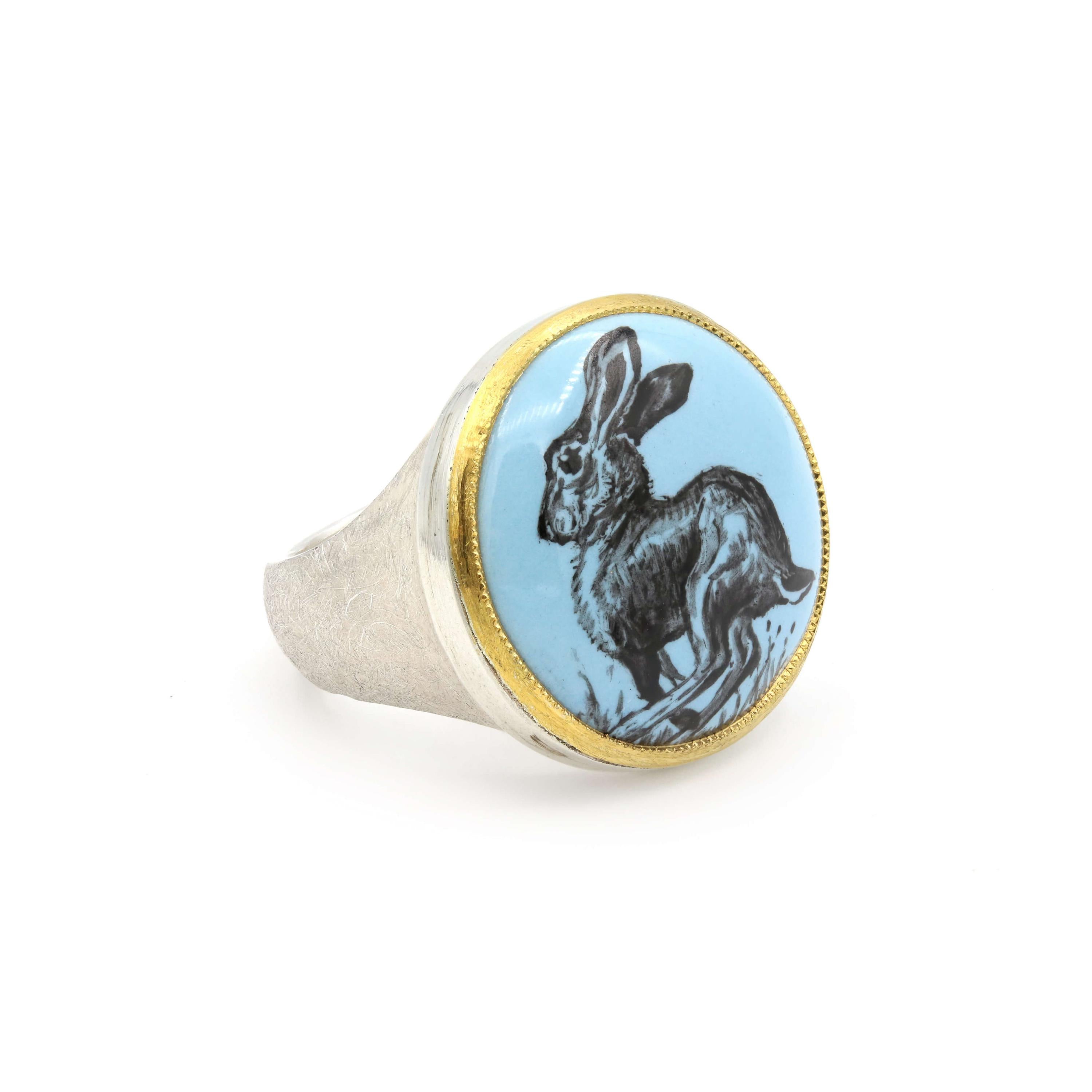 Materia Prima ring, jumping hare, MP R004/10