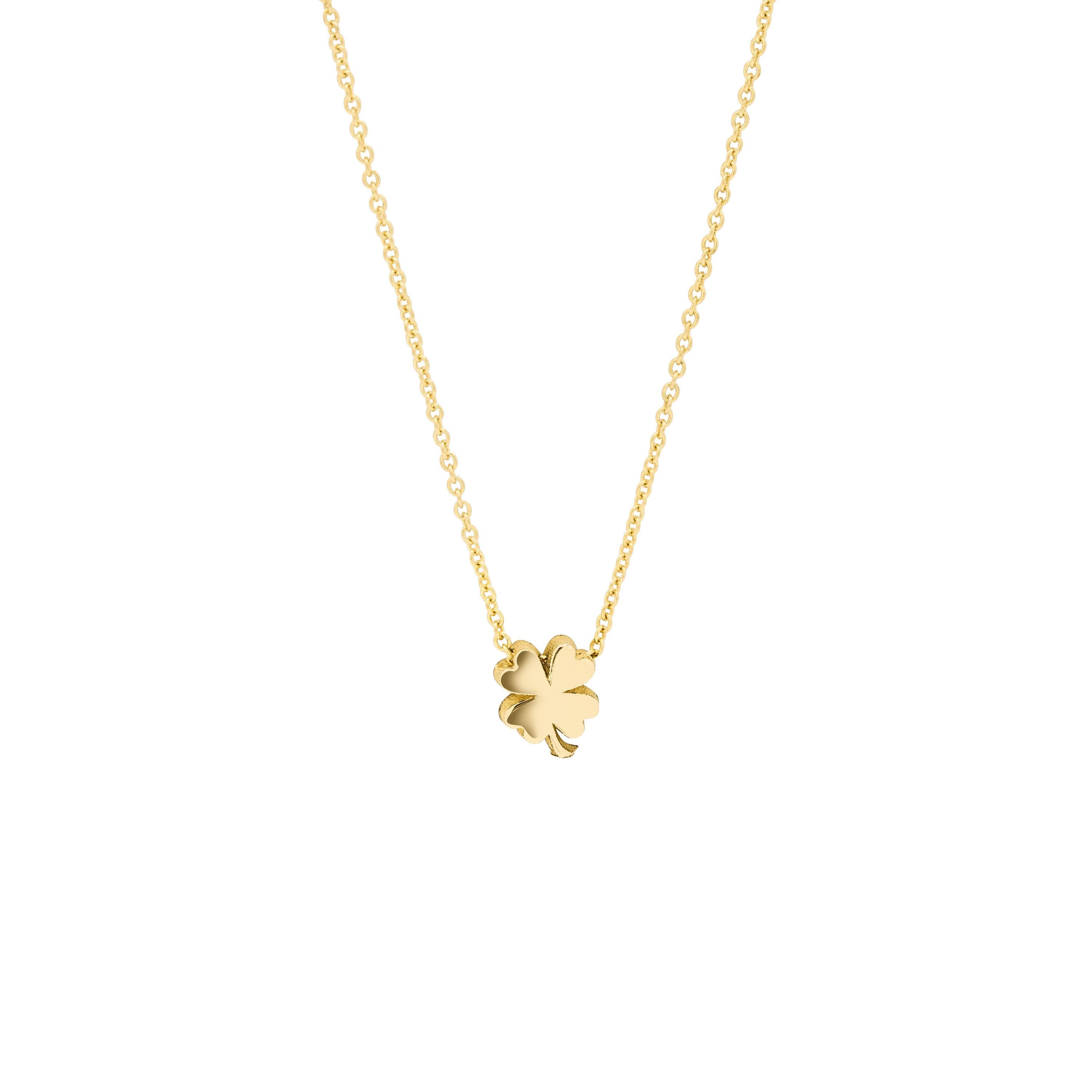 Minitials necklace clover leaf polished yellow gold N-SIG-M1 44cm